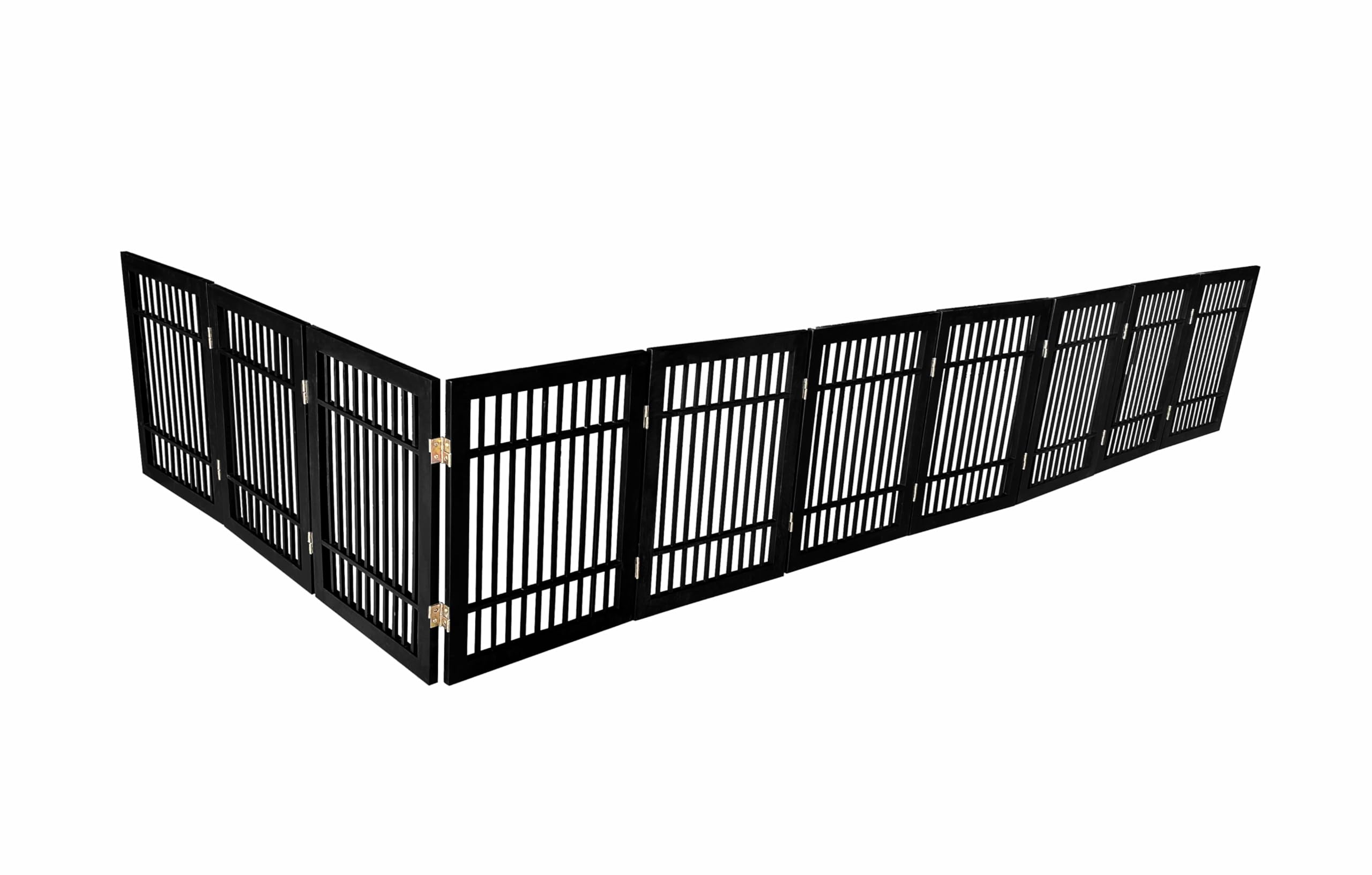 Pet Dog Gate Strong and Durable Freestanding Folding Acacia Hardwood Portable Wooden Fence Indoors or Outdoors by Urnporium (Bla