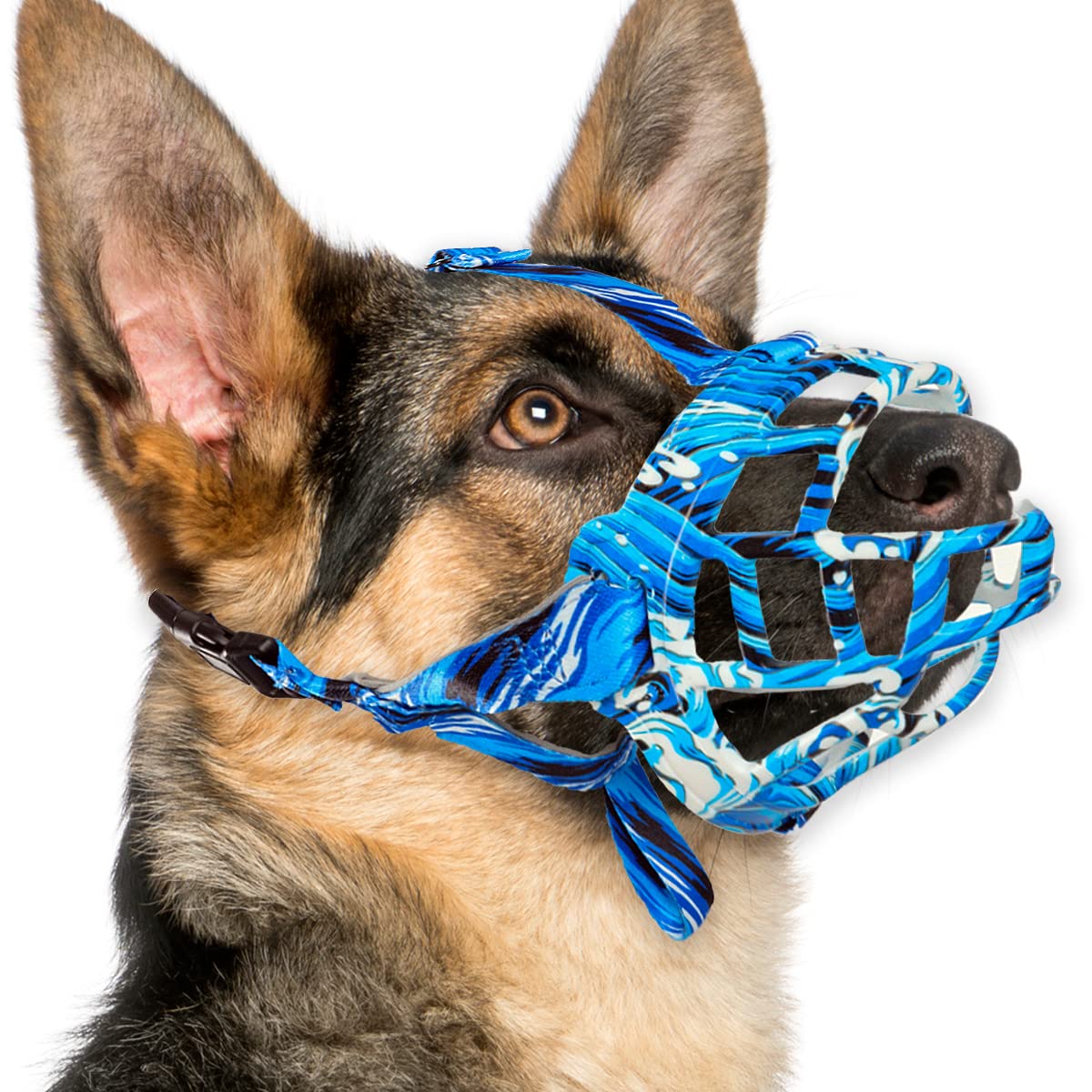 Dog Muzzle, Silicone Basket Muzzle for Small Medium Large Dogs, Soft Cage Muzzle Prevent Biting Chewing, Allow Drinking Panting,