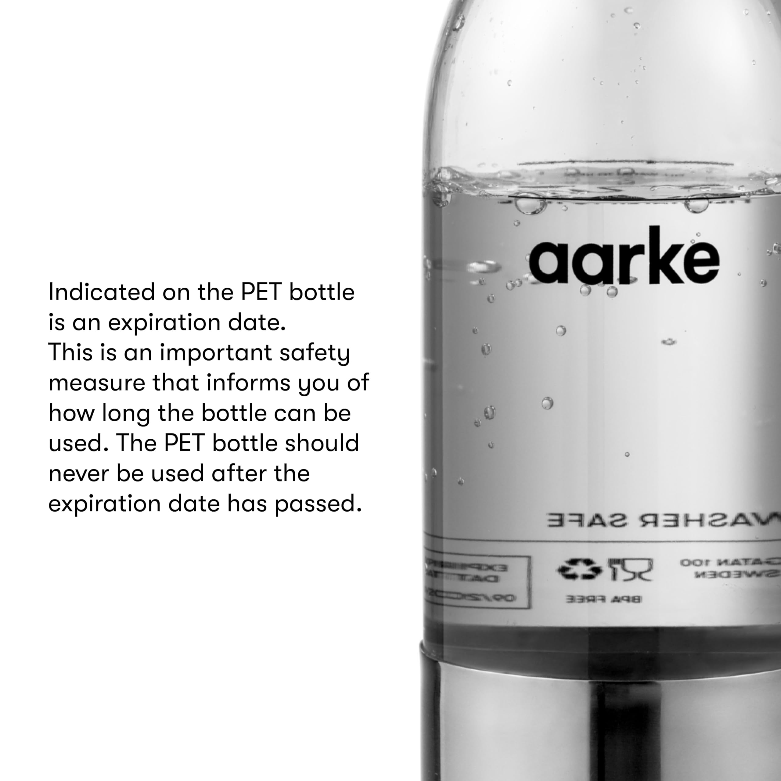 Aarke Pack Of 2 Small Pet Bottles For Carbonator 3, Bpa-Free With Stainless Steel Details, 450 Ml
