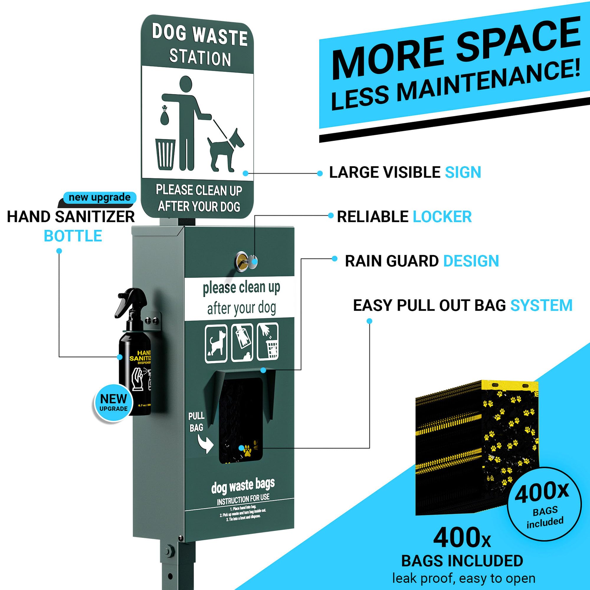 Pet Waste Station with Lidded Pedal Trash Can