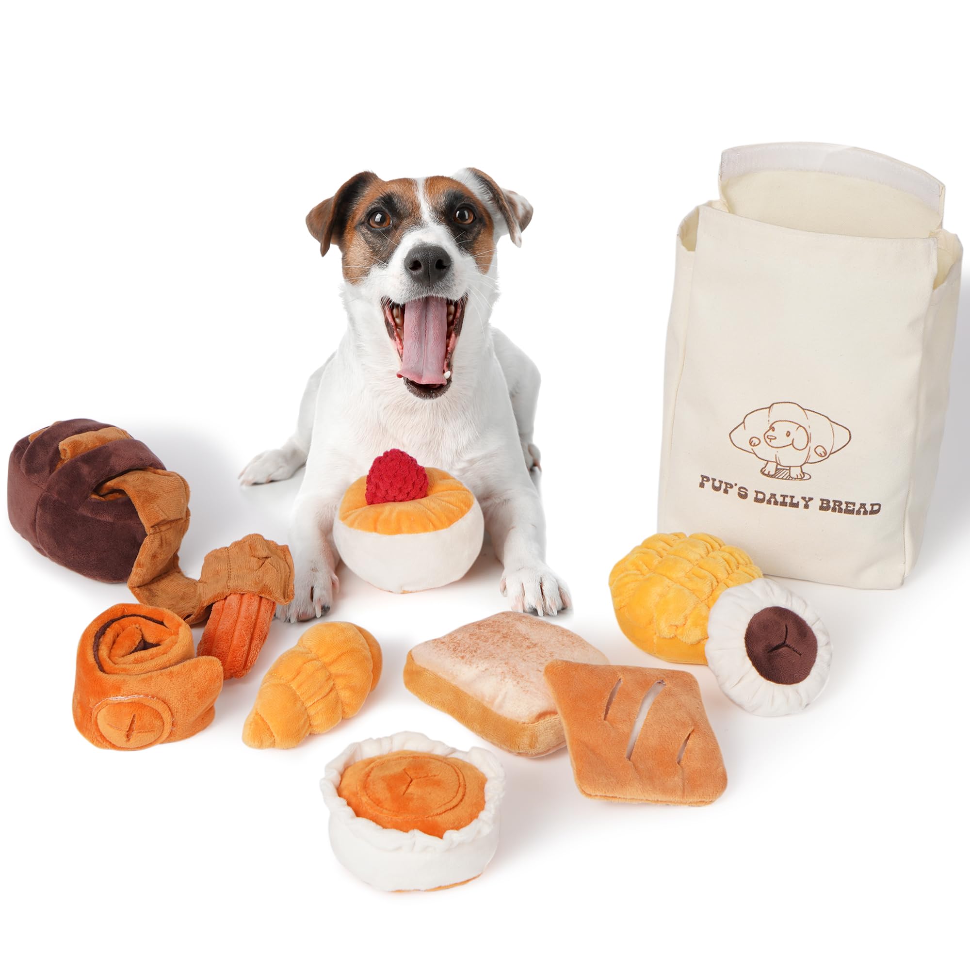 Nocciola 10 Pack Bread Dog Toys With A Bag,Crinkle Dog Squeaky Toys,Puppy Toys To Keep Them Busy,Small Dog Toys For Boredom,Dura