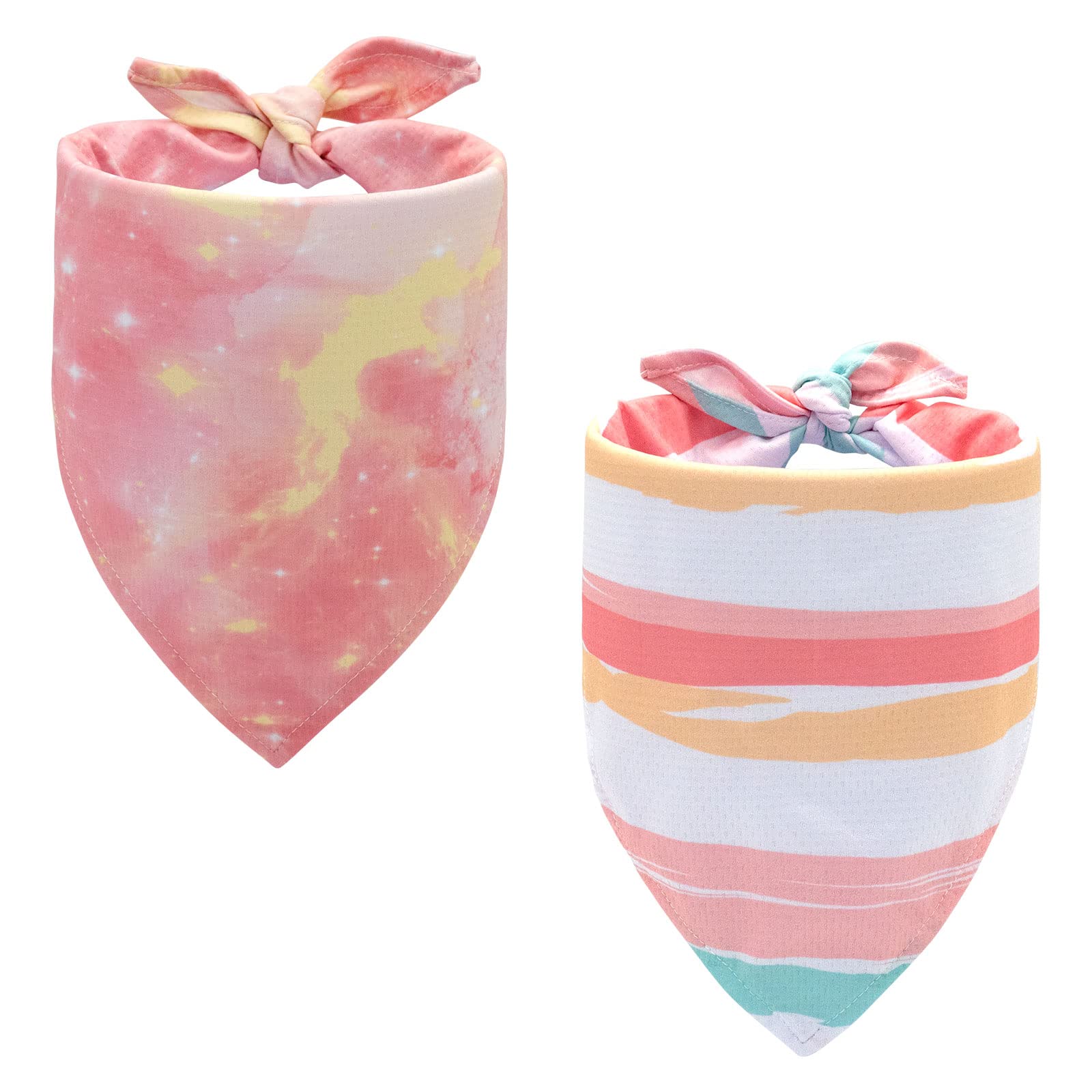 Cyeollo 2 Pack Dog Cooling Bandanas Pink Stripe Chill Out Pet Cooling Bandana Summer Breathable Doggie Scarf For Small Medium La