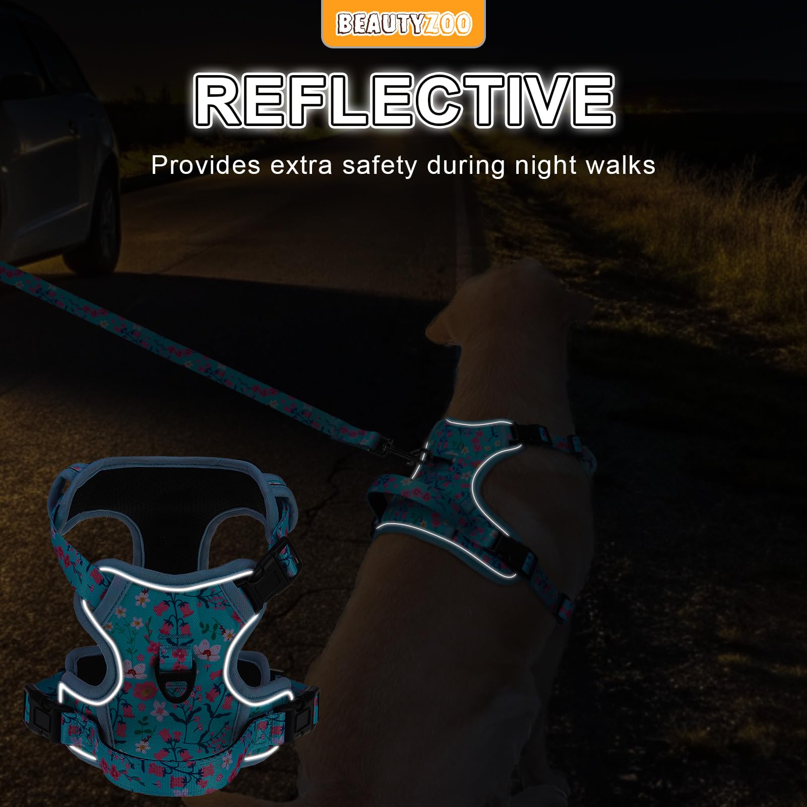 Beautyzoo No Pull Dog Harness Large,Adjustable Dog Harness And Leash Set -Easy Wearing With 3 Buckles/Control Handle,No Choke So