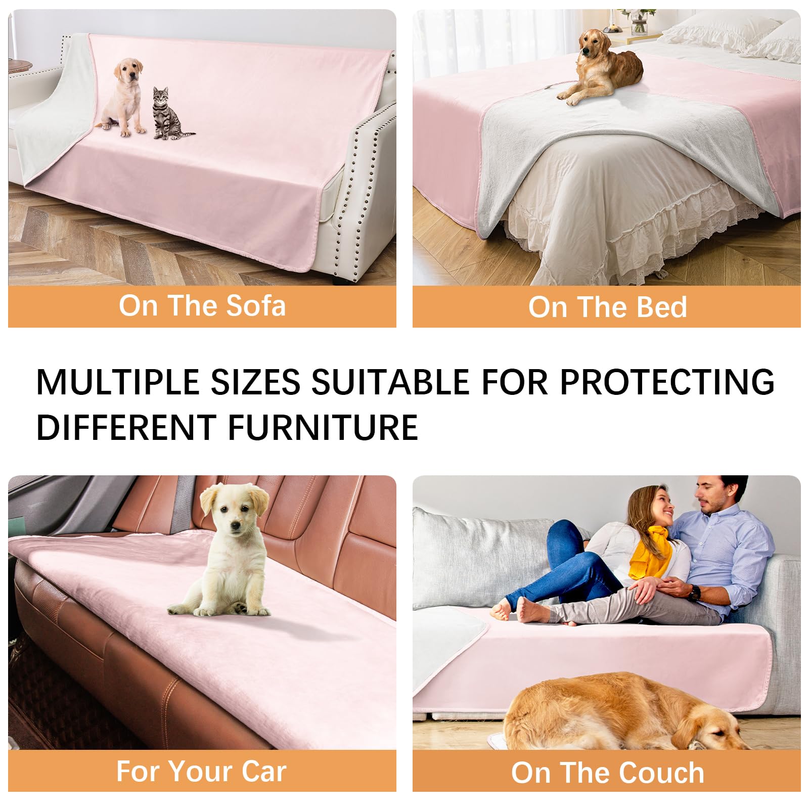 Waterproof Blanket For Bed Protection, Washable Dog Blankets For Couch, Soft Reversible Pet Throw Furniture Protector Cover For