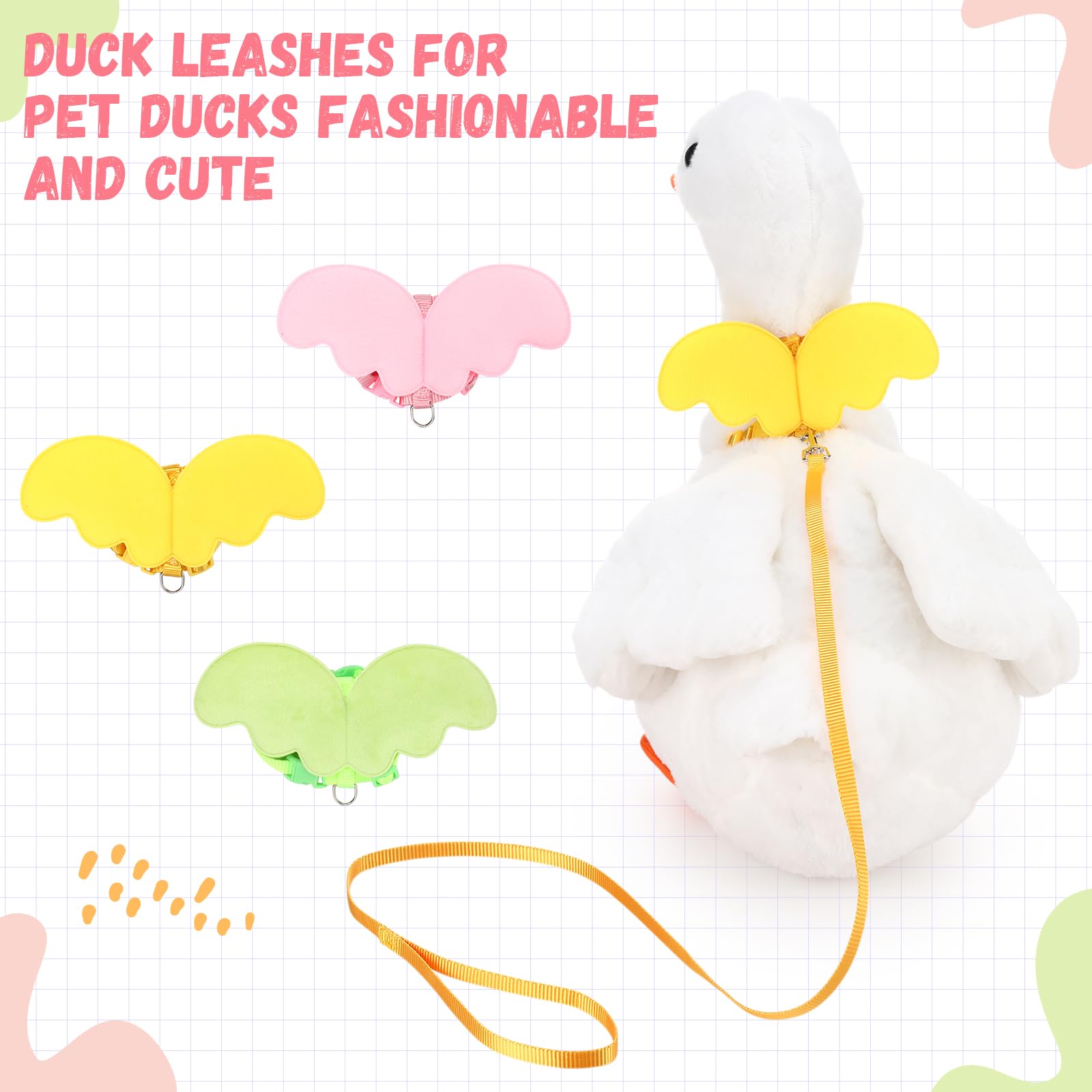 SATINIOR 3 Pack Harness and Leash for Real Ducks, Funny Goose Accessories, Soft and Adjustable Outside Walking Harness Leash, Ou