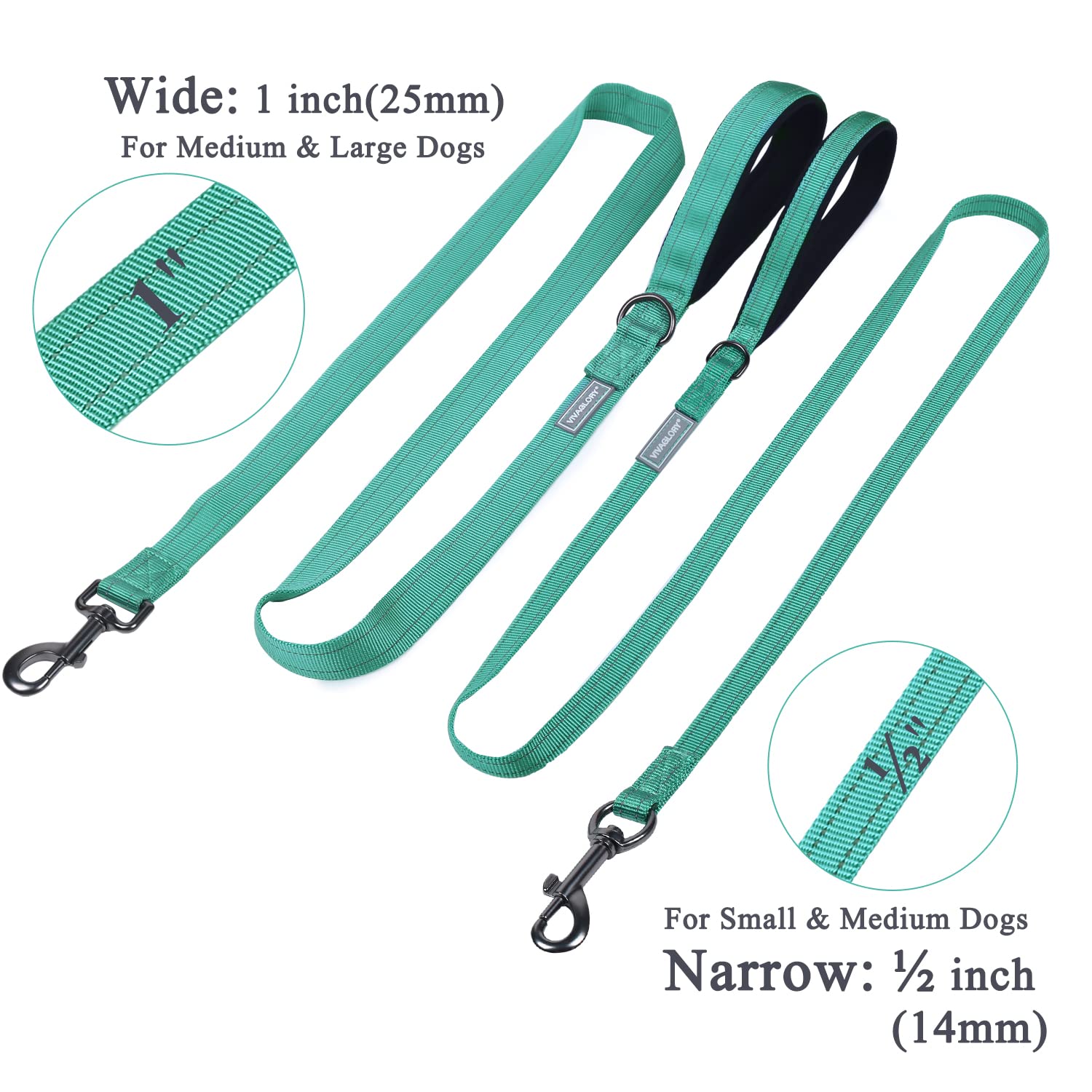 Vivaglory Dog Leash, Dog Training Leash With Comfortable Neoprene Padded Handle, Heavy Duty Walking Leash For Small & Medium Dogs