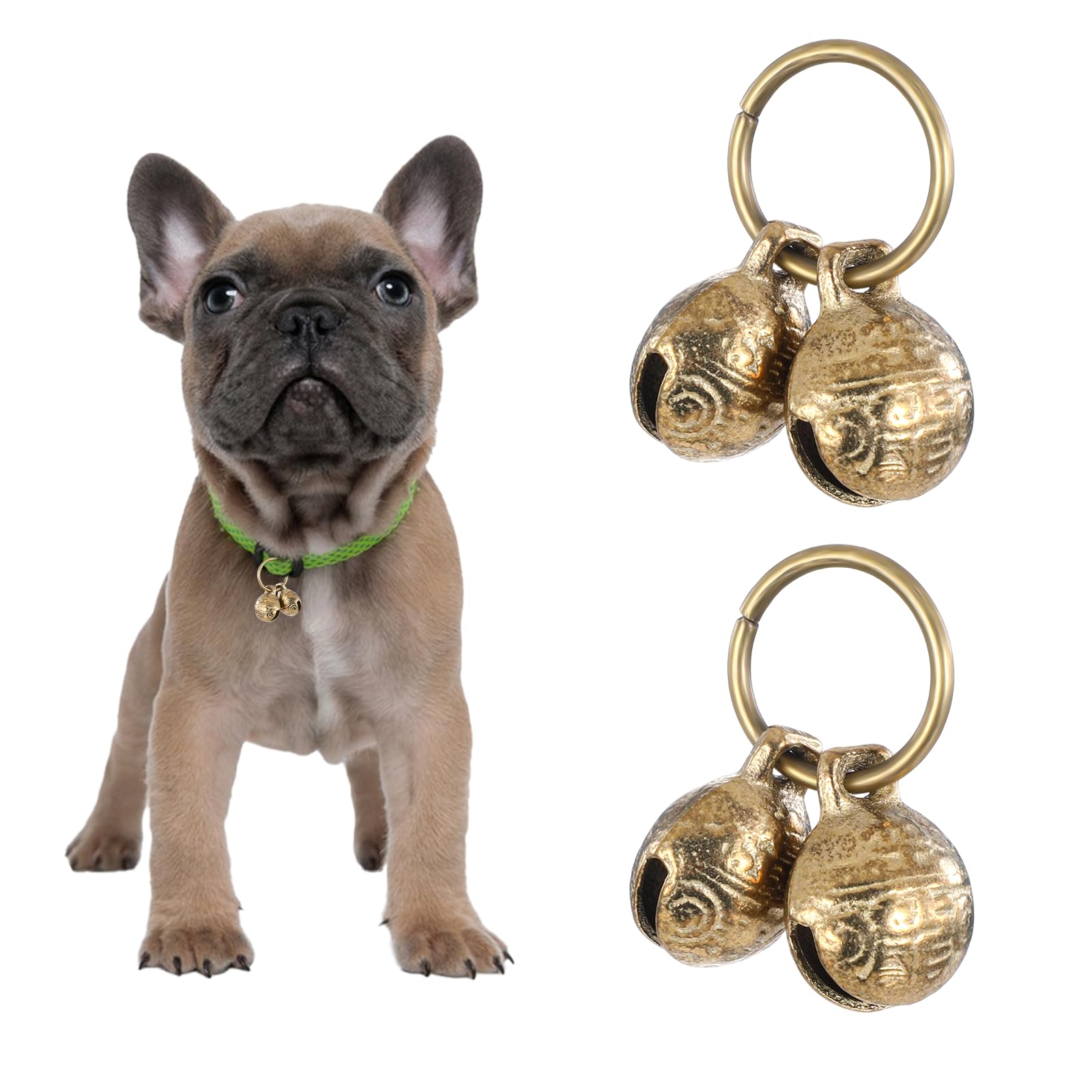 Styquenzer Copper Bell for Dog Collar, 4 PCS Brass Dog Bells Extra Loud Collar Bell for Pet Tracking Anti Lost Training Pets Pen