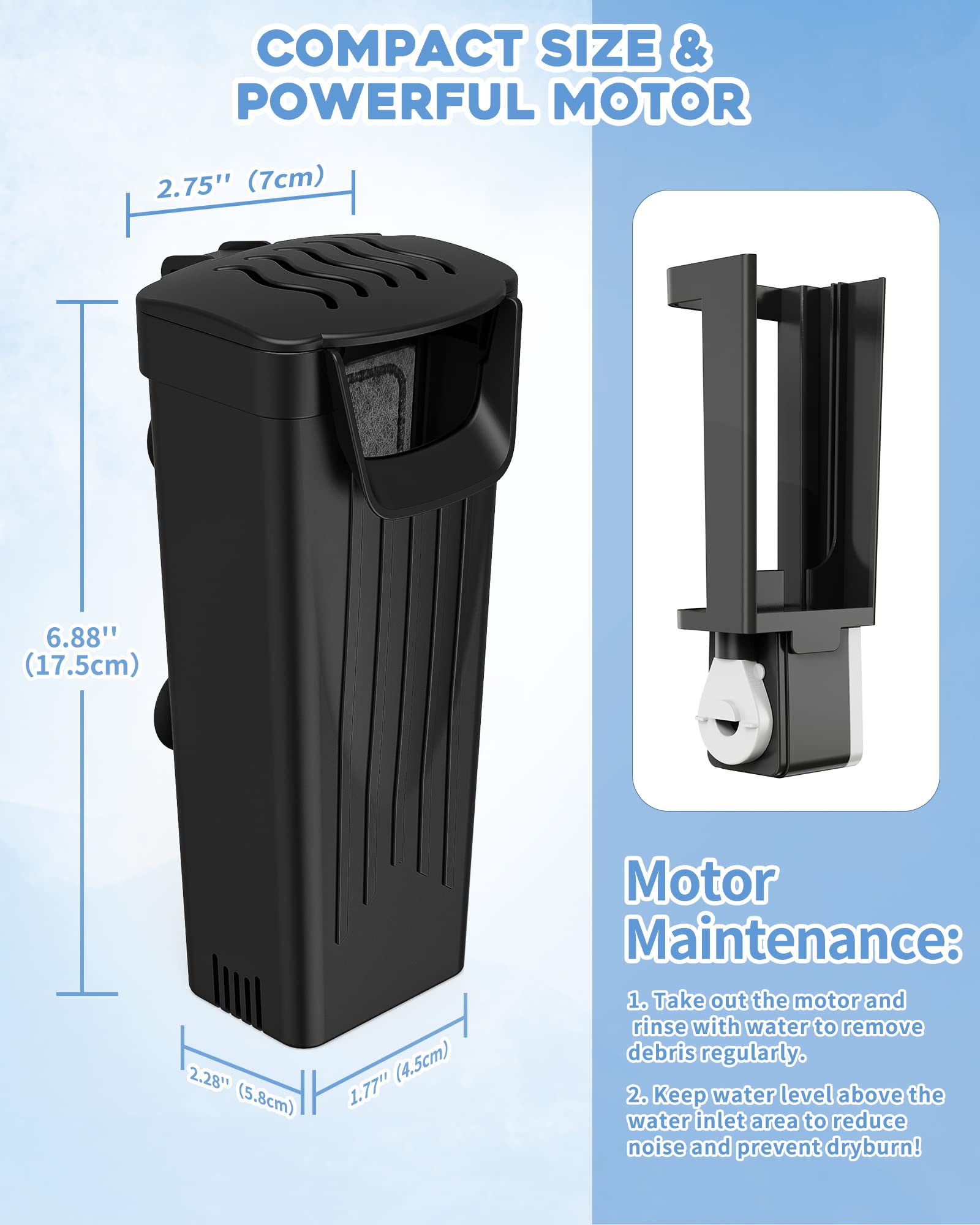 Moonorange Aquarium Filter(3.5W), Fish Tank Filter, Turtle Tank Filter, Low-Water Filter For Small Fish Tank, Reptile Tank Up To