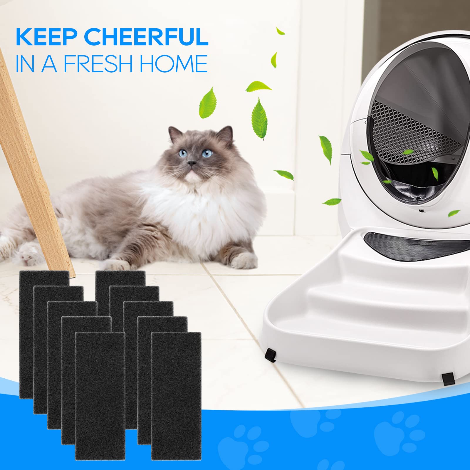 Myfatboss 16Pcs 2X Thicker Carbon Filters Compatible With Litter-Robot 3, 0.6'' Activated Carbon Litter Box Filter Compatible Wi