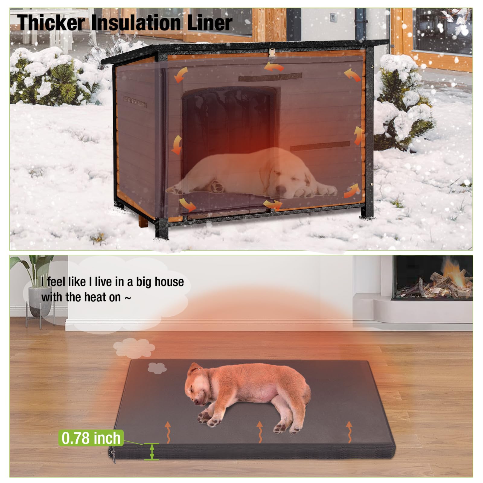 Gutinneen Dog House Insulated Outdoor Dog Kennel With Liner For Winter Large