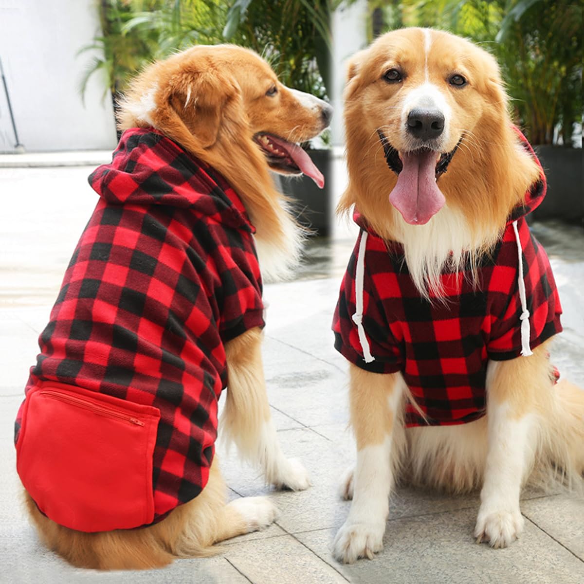 Mrcopetal Plaid Dog Sweatshirt With Zipper Pocket - Soft Brushed Fleece Hoodies For Puppy Winter Coat - Small To 3Xl