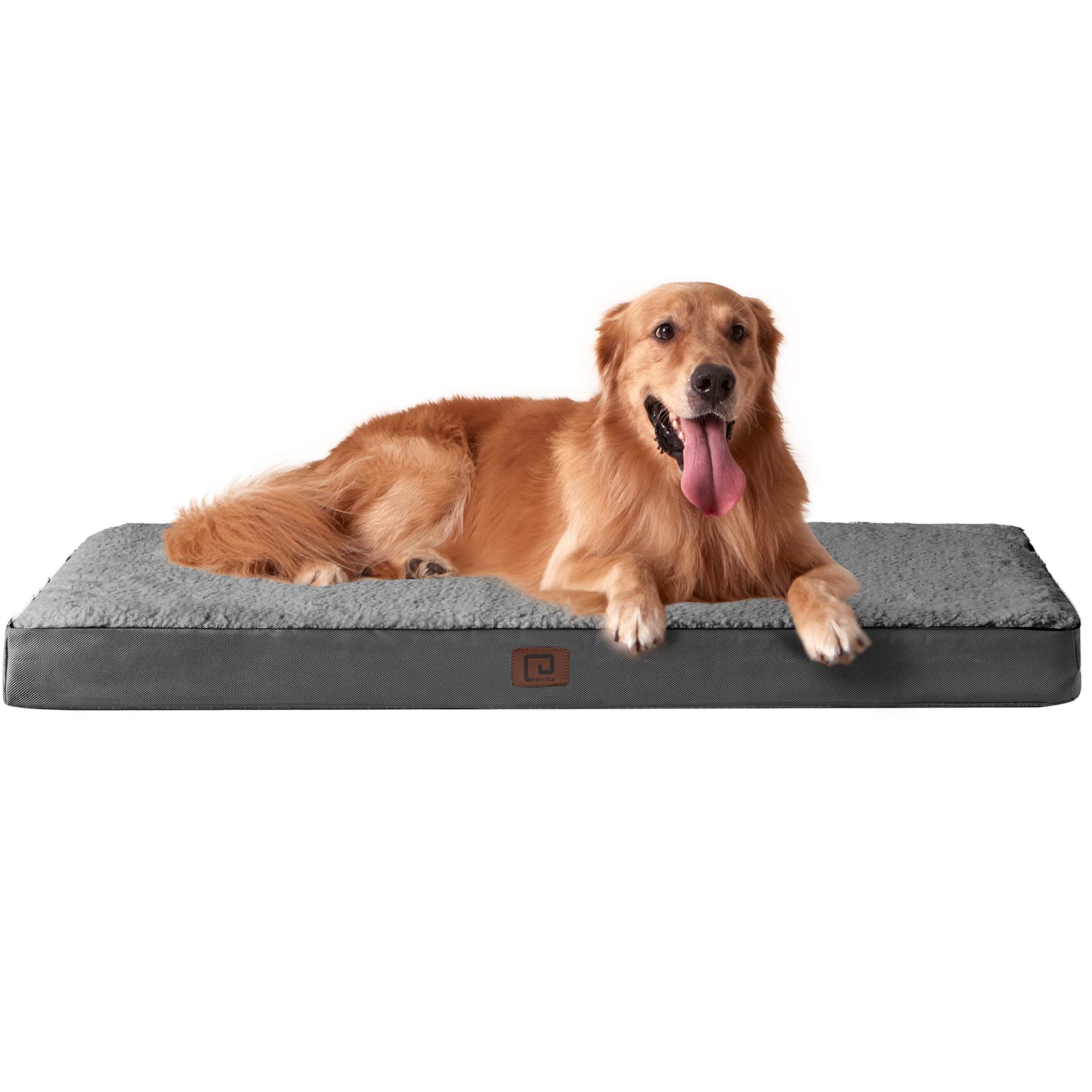 Eheyciga Orthopedic Xl Dog Beds For Extra Large Dogs With Removable Washable Cover For Crate, Grey, 41X27