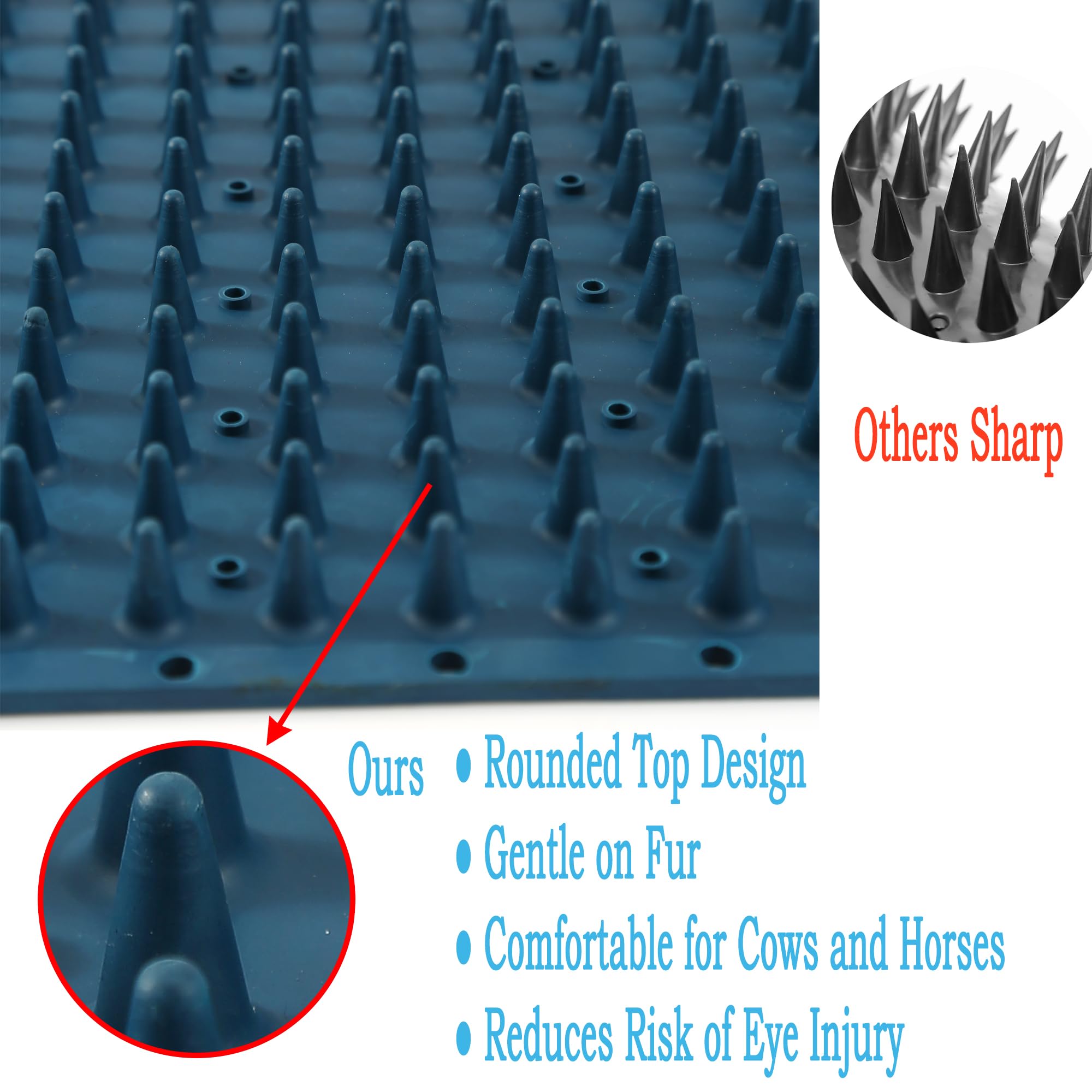homcare Horse Scratching Post Pad 2-Pack, Blue Rubber Itch Relief Scratcher for Horses, Cows, Dogs, and Livestock