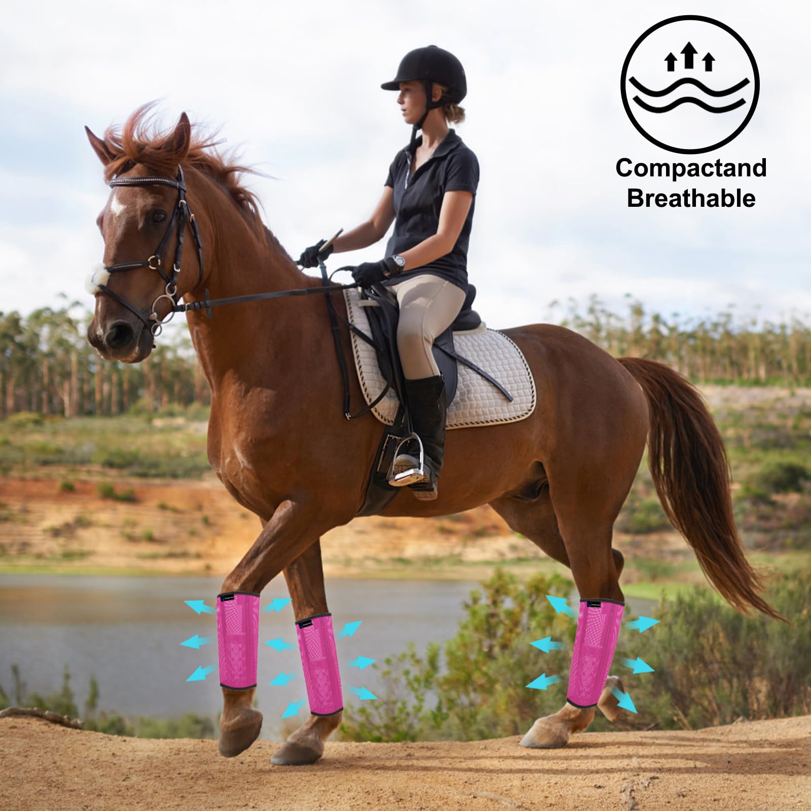 Foxlvda Horse Fly Boots - Fly Boots For Horses Set Of 4, Comfortable Horse Leggings, Mesh Material Design With Metal Support Bar