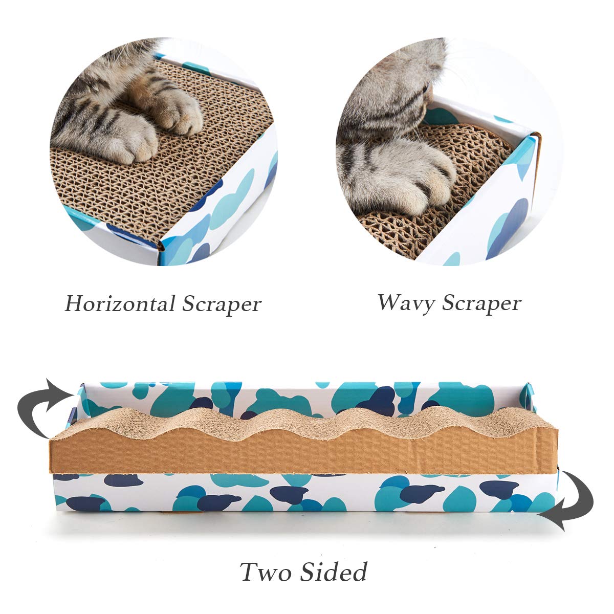 Peekab Cat Scratcher Cardboard Reversible Cat Cat Scratch Pad Kitty Corrugated Scratching Bed Catnip Included (1 Pack)
