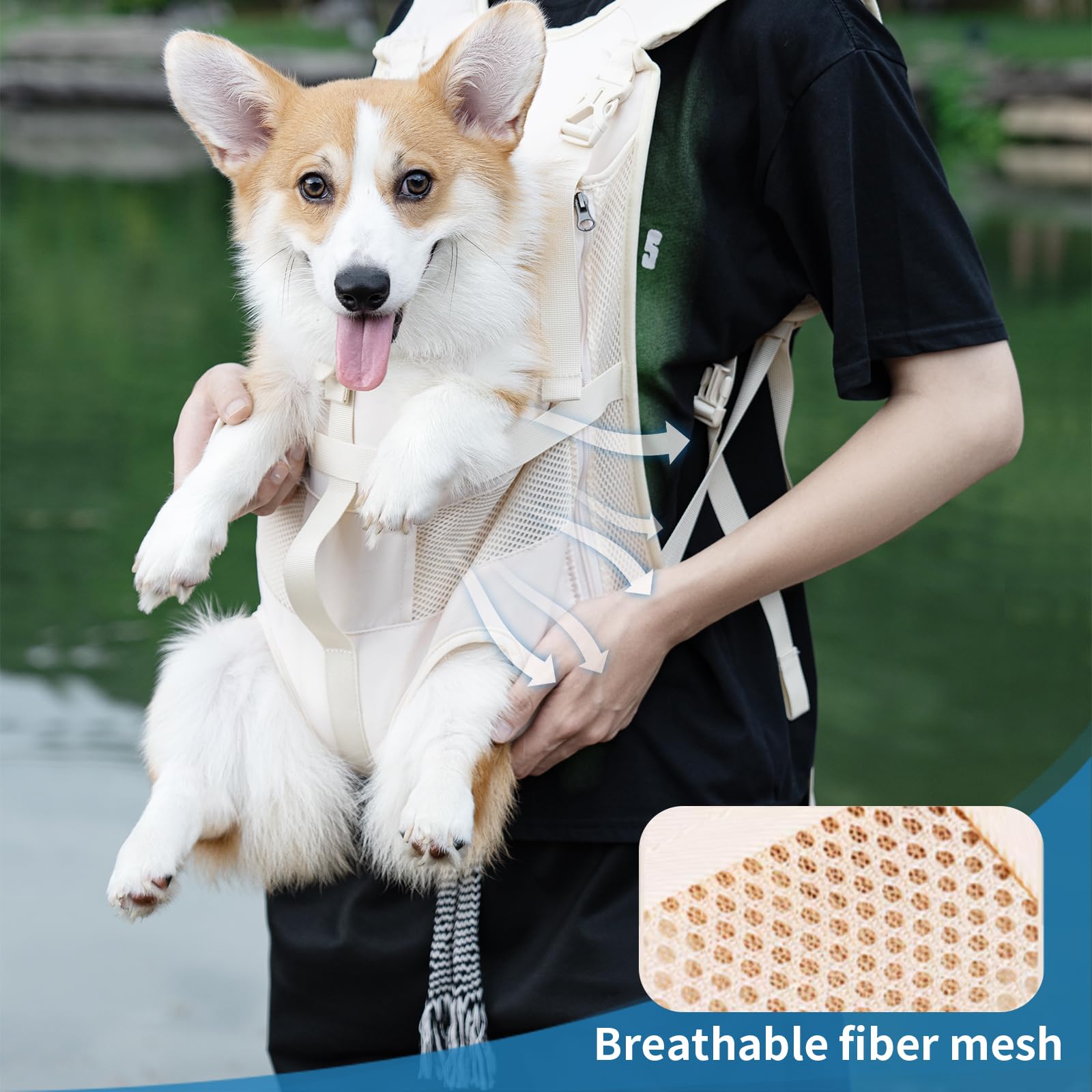 Wakytu Dog Front Carrier Backpacks for Small Dogs, Legs Out Pet Carrier Sling Backpack with Adjustable Padded Ventilated Shoulde
