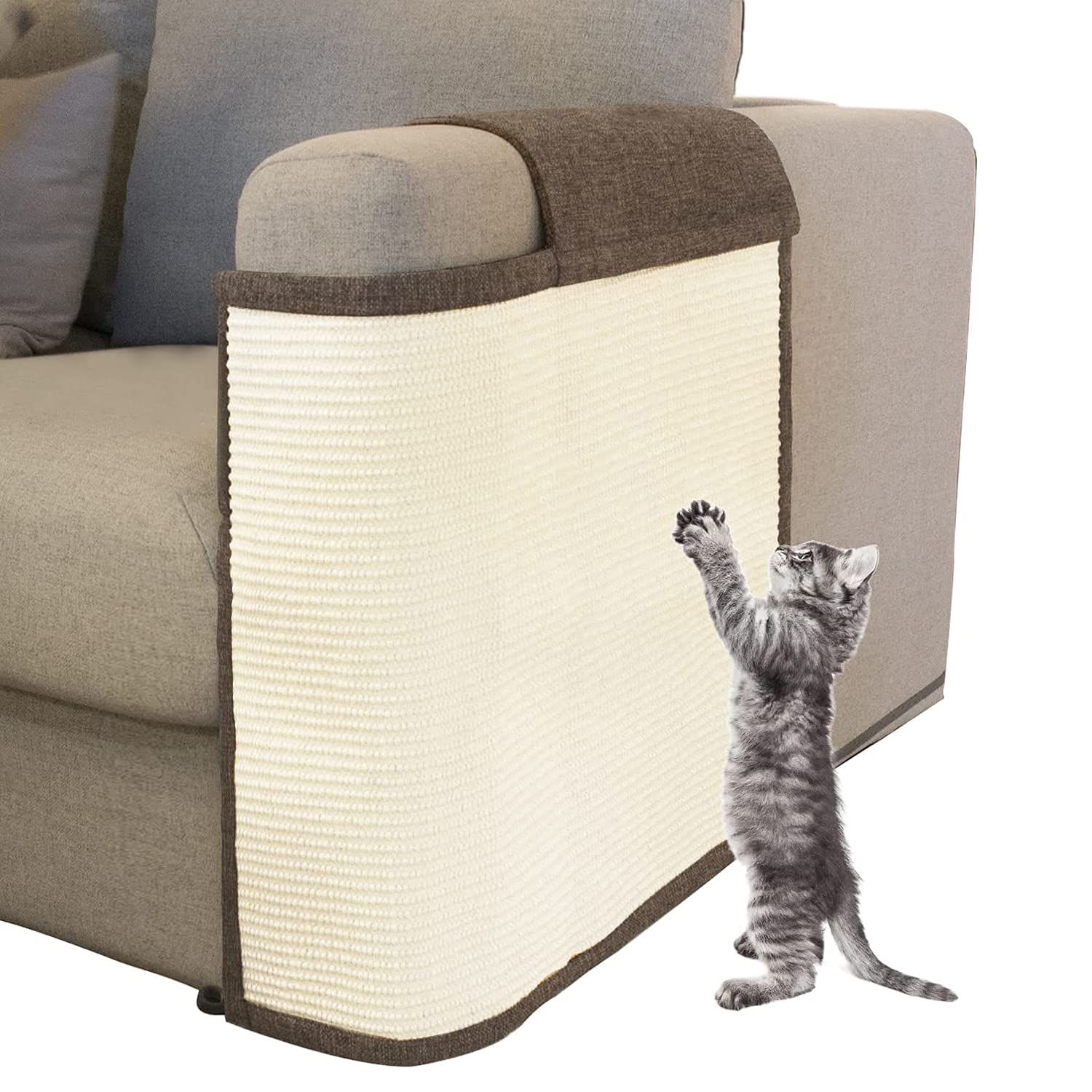Oroonoko Cat Scratch Furniture Protector With Natural Sisal For Protecting Couch Sofa Chair Furniture Brown Color