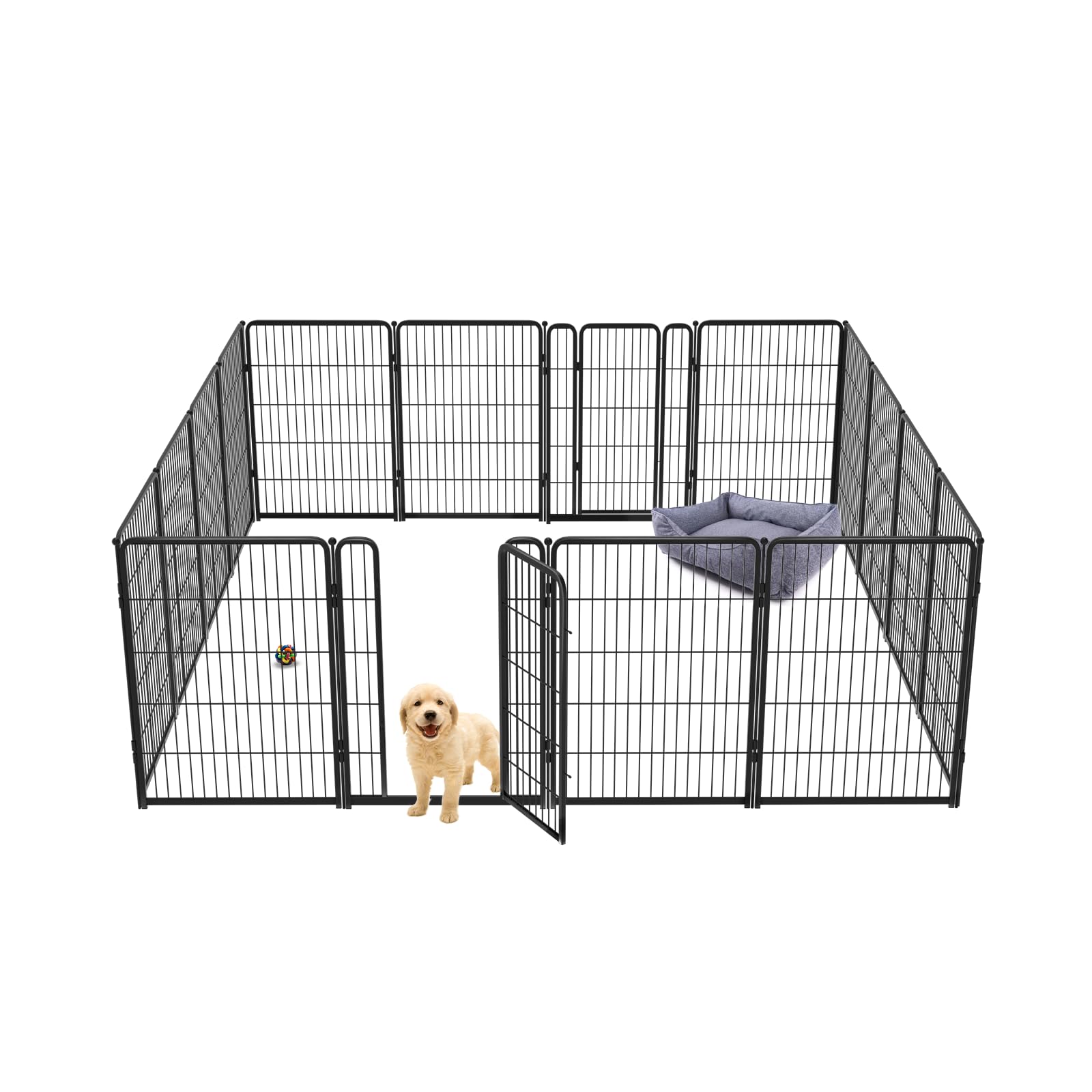 Fxw Homeplus Indoor Dog Playpen - Stress-Free And Safe Play, 40 Inch 16 Panels For Medium And Large Dogs, Black│Patented