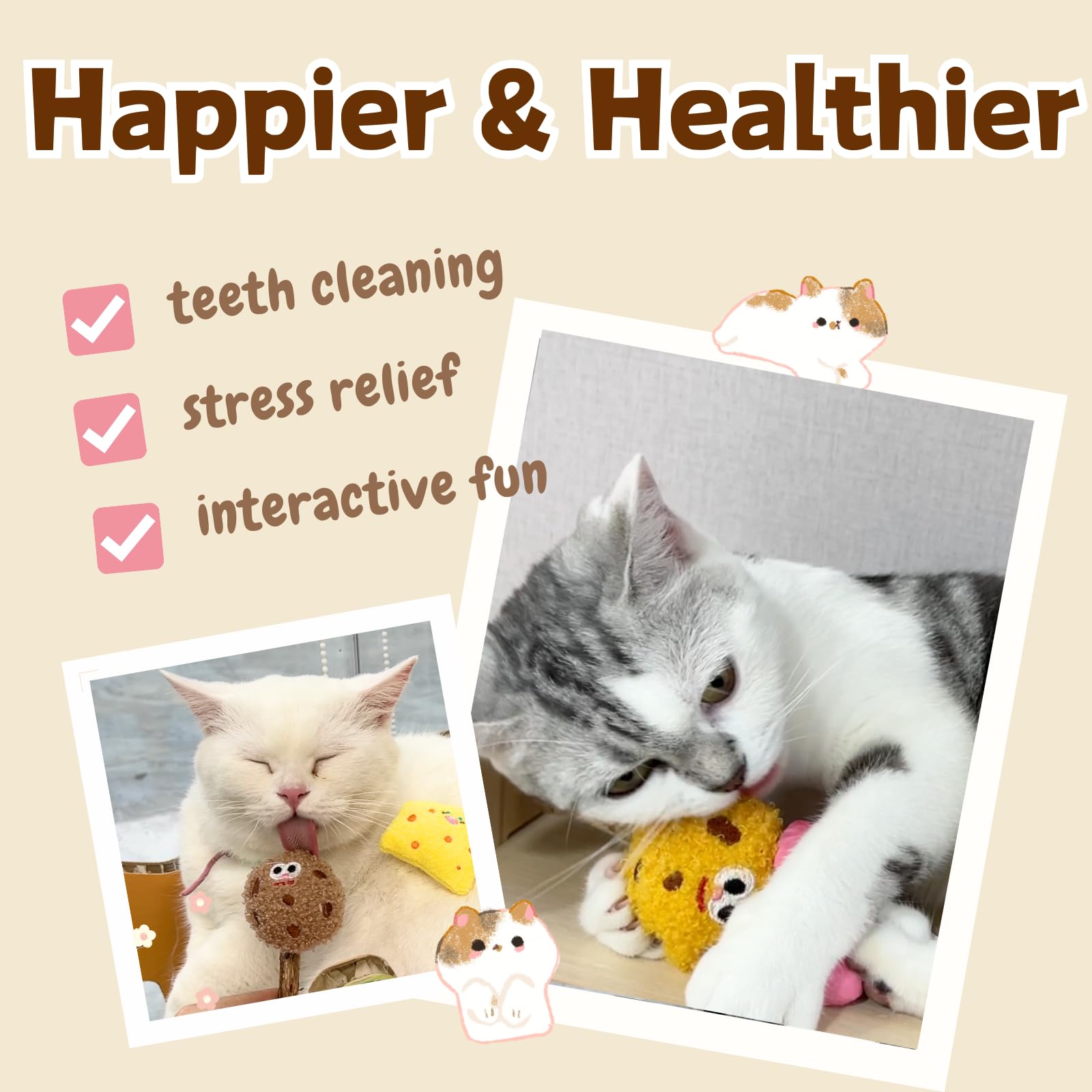 Cece Paw 4 Pack Catnip & Silvervine Lollipops, Cat Chew Toy For Kitten Teething, Interactive Cat Toy For Bored Indoor Cats, Cat