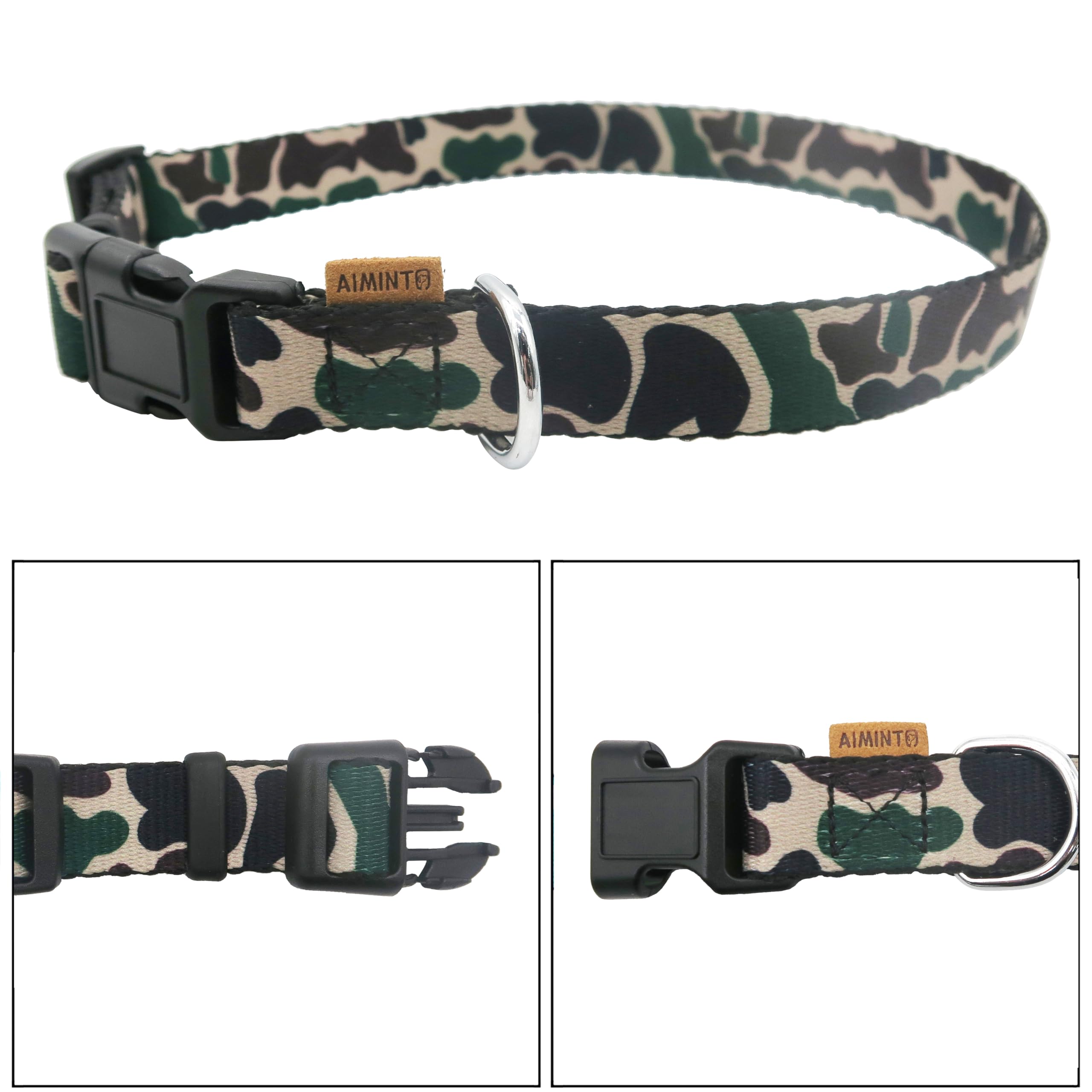 Aiminto Dog Collar, Cute Camouflage Pattern, Soft And Adjustable Collar With Quick Release Buckle (M (Neck 14-24', Width 3/4')
