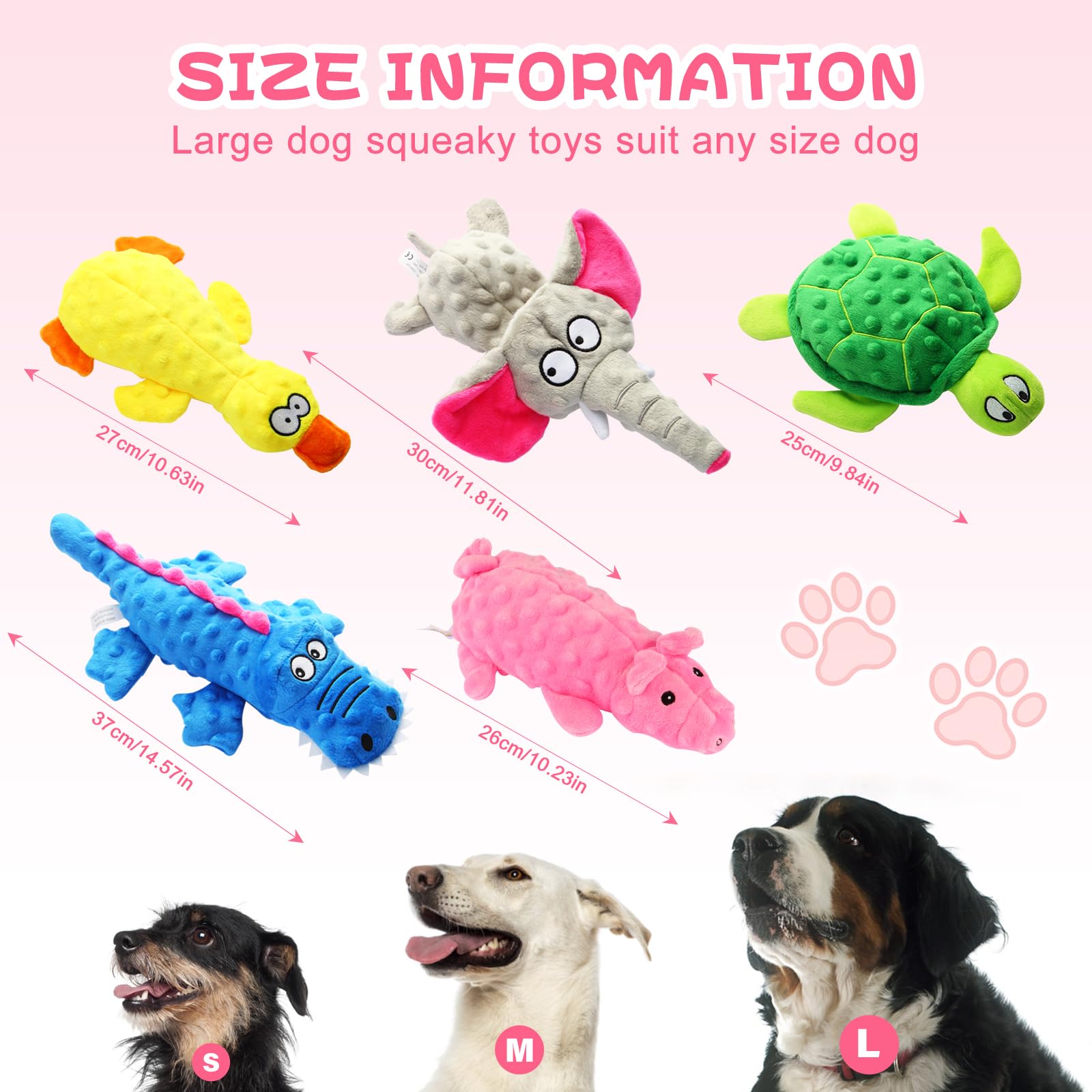 Vatrepeo 5 Pack Stuffed Animal Dog Toys For Aggressive Chewers, Squeaky Dog Toys For Large Medium And Small Dogs, Puppy Dog Chew