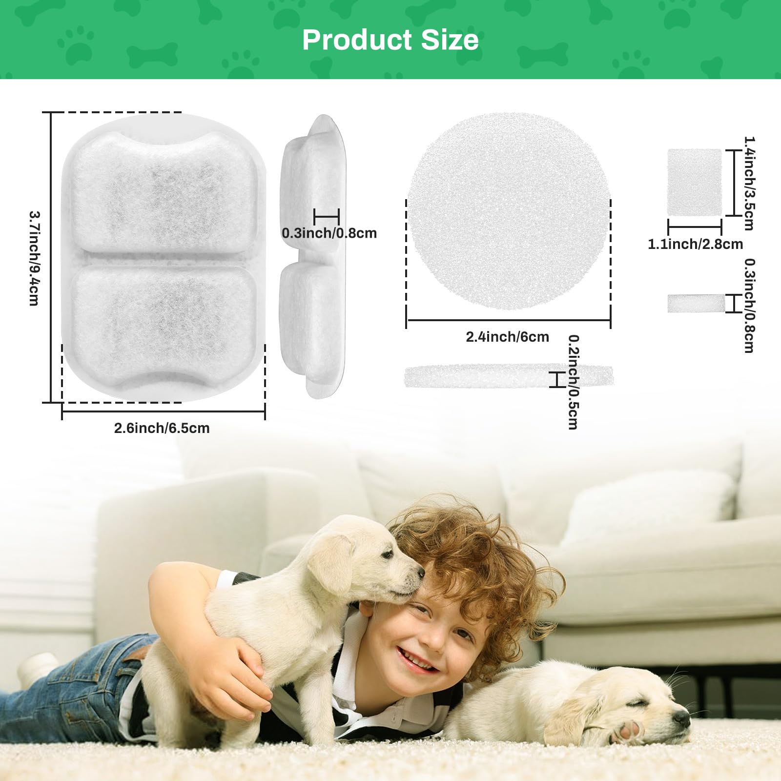 16-Pack Cat Fountain Filter For 7L/230Oz/1.8G Stainless Steel Dog Dispenser, 16 Sets Of Dog Water Fountain Replacement Filter/Fo