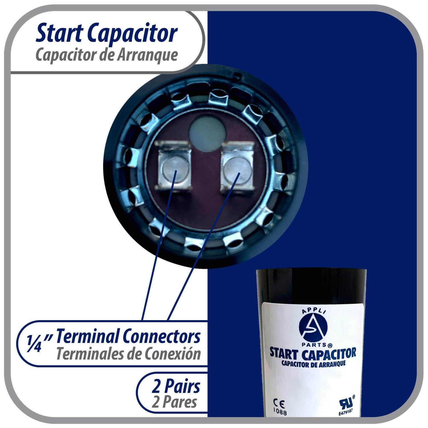 Appli Parts motor start capacitor 124-149 Mfd (microfarads) uF 330 VAc universal fit for electric motor applications 1-716 in Wi
