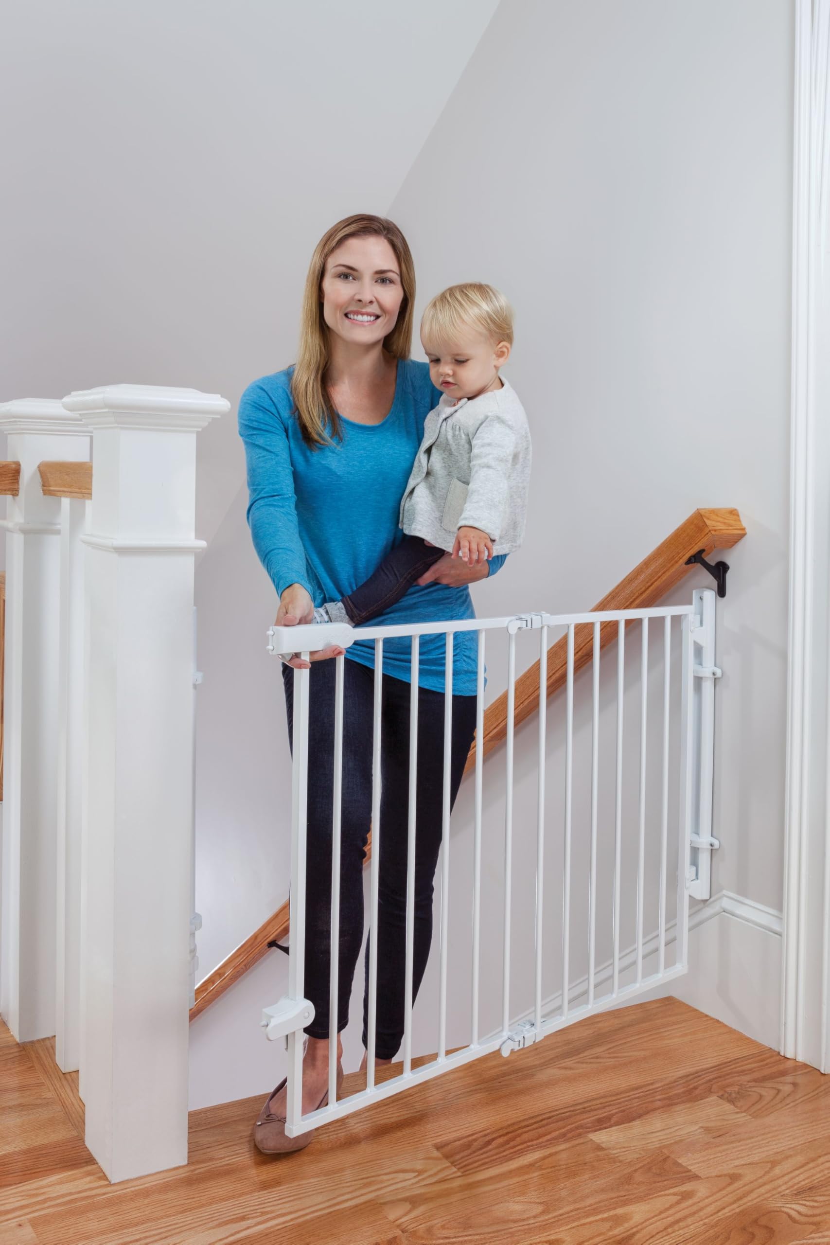 Safety 1St Ready To Install Everywhere Baby Gate, Multi-Use Baby Gate With Door For Doorways, Hallways And Stairs, White