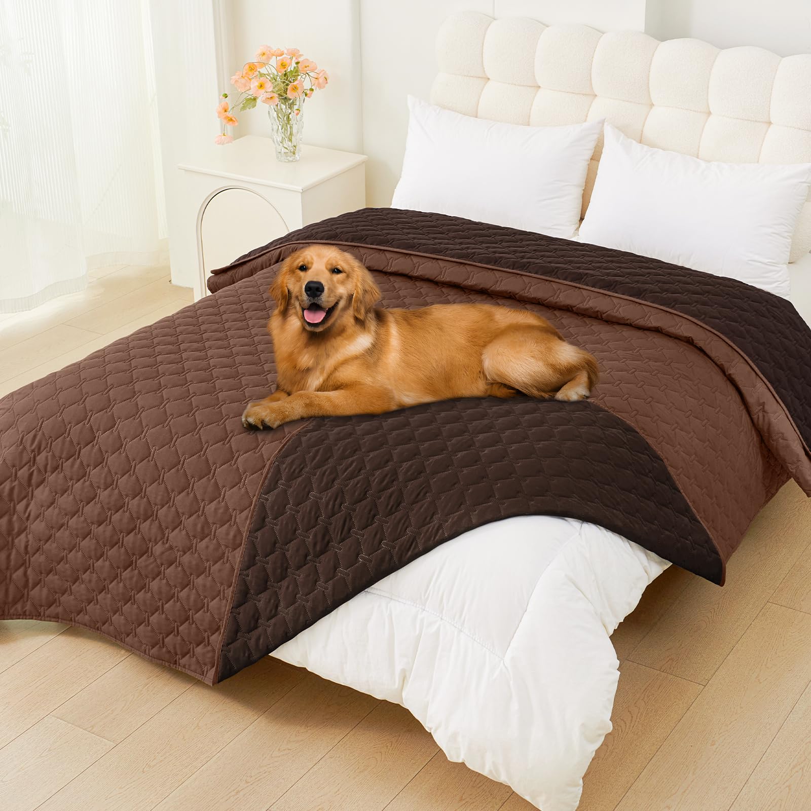Smiry Waterproof Dog Bed Cover Blanket, Soft Reversible Pet Blanket, Washable Leakproof Cats Dogs Couch Cover For Sofa, Couch, F