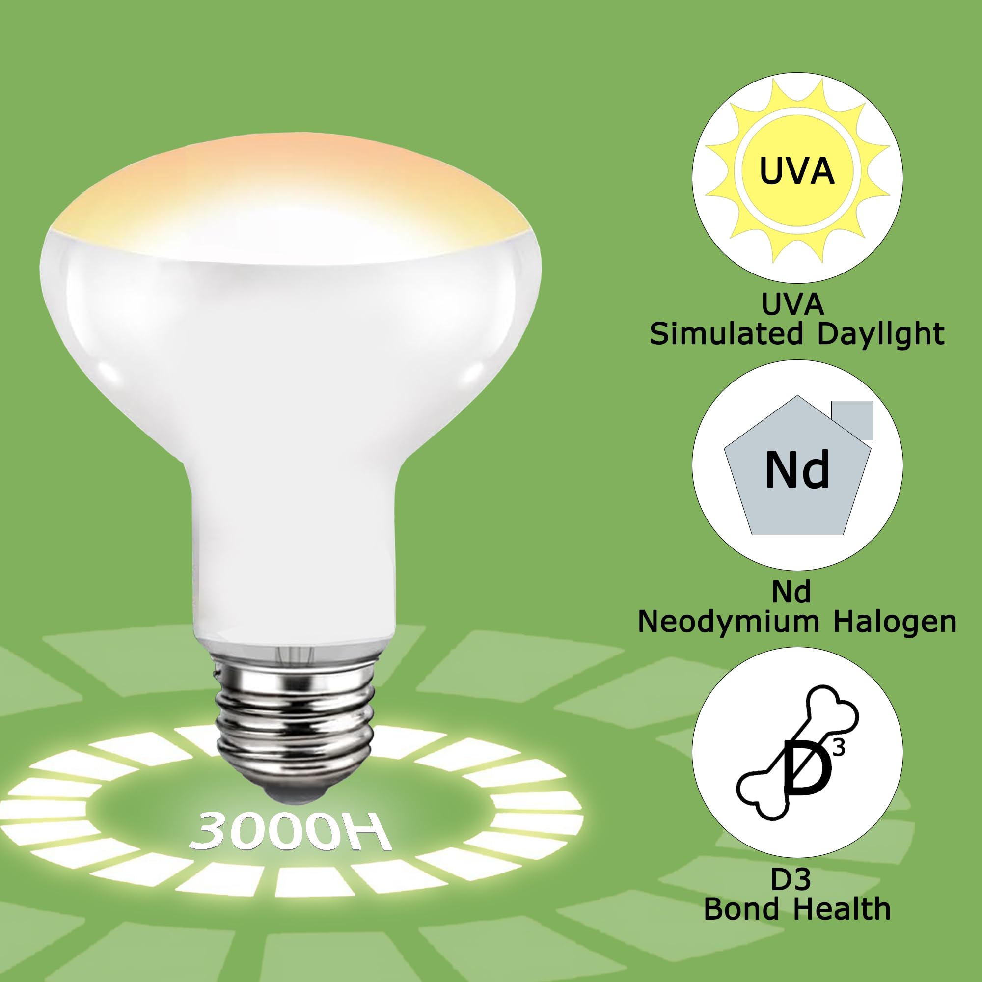 Hartompet 100W E26 Reptile Heat Lamp Bulbs - Upgraded Uva Amphibian Basking Spot Light, Simulated Sunlight For Bearded Dragon, L