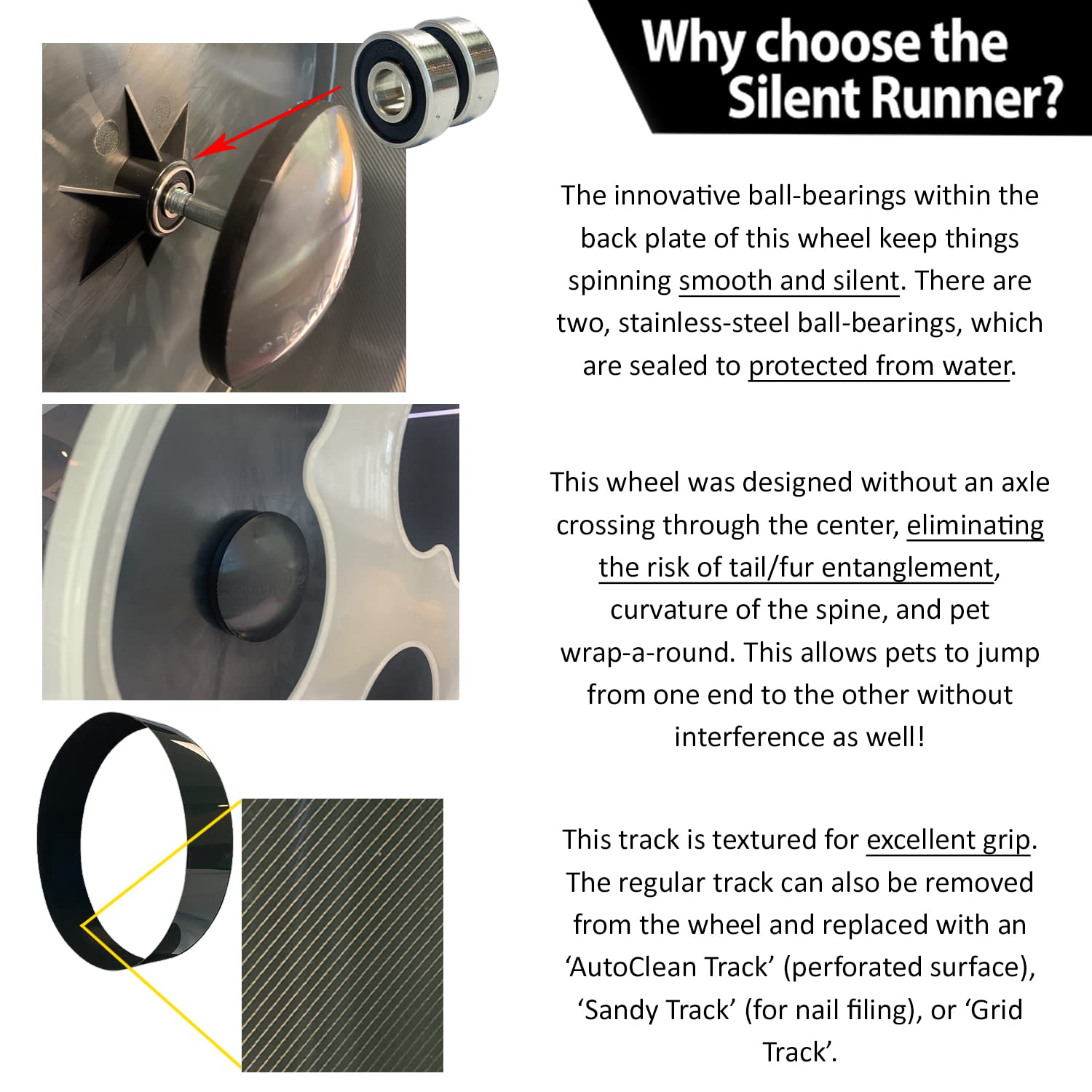 Silent Runner Glow Wheel - 12'' Regular - Exercise Wheel (Wheel + Autoclean Track + Sandy Track + Attachment)