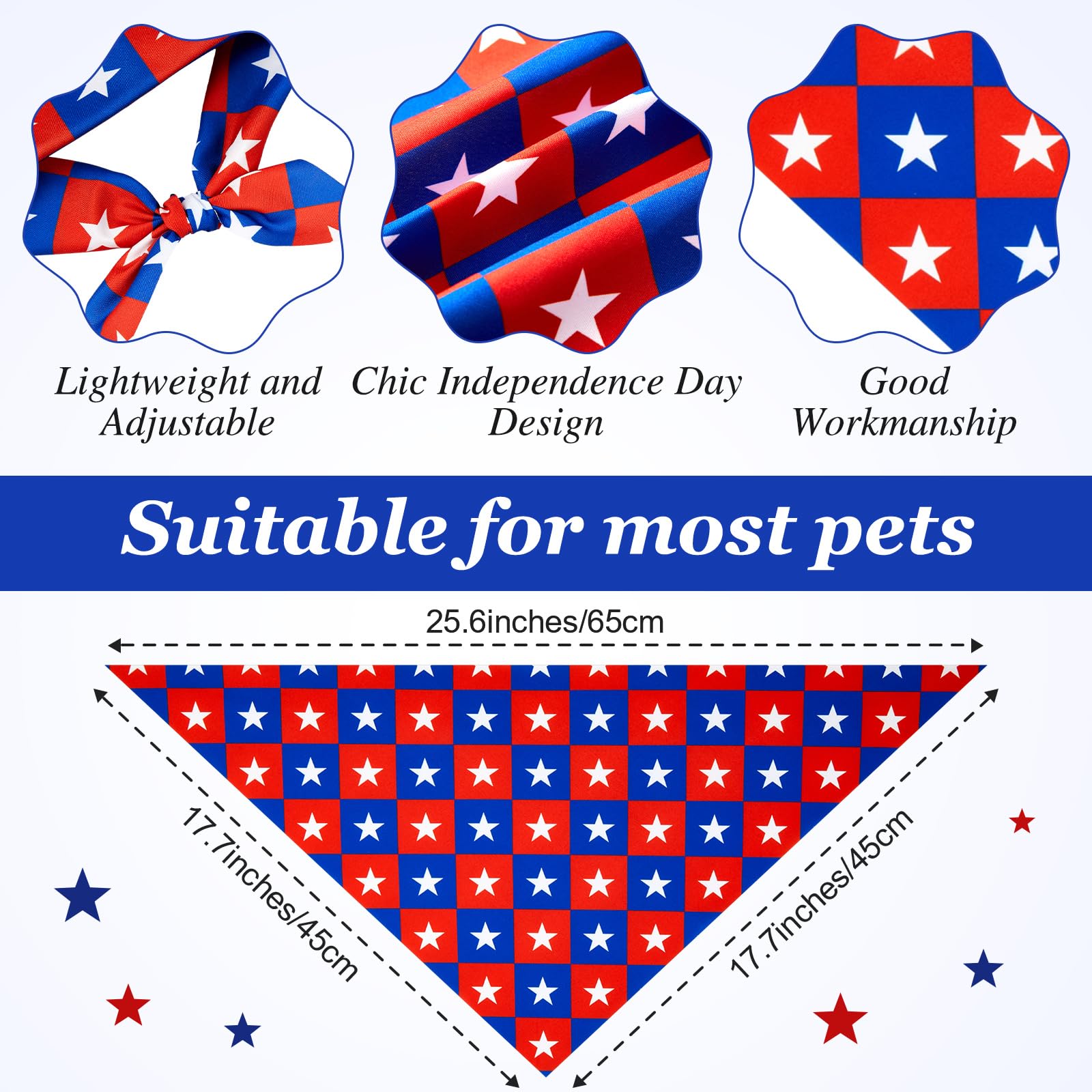 Preboun 50 Pieces Patriotic Dog Bandanas Bulk 4Th Of July Bandanas For Dogs Pet Triangle Kerchief Scarf Set For Puppy Small Medi