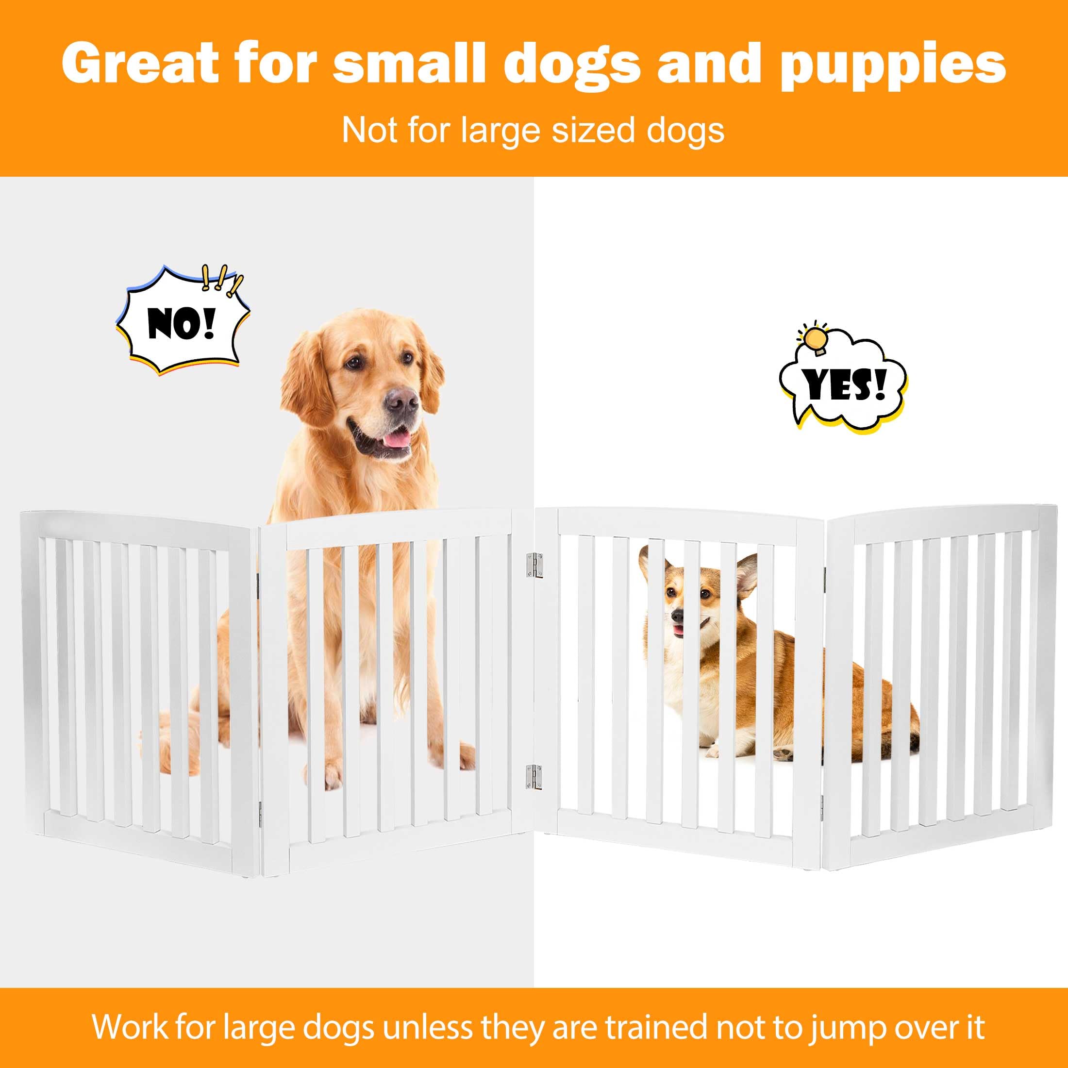 Epetlover Extra Wide Dog Gate 82 X 24 Inch Freestanding Indoor Pet Door For House Doorways Stairs Halls, Foldable Wood Safety Fence 4 Panels, White