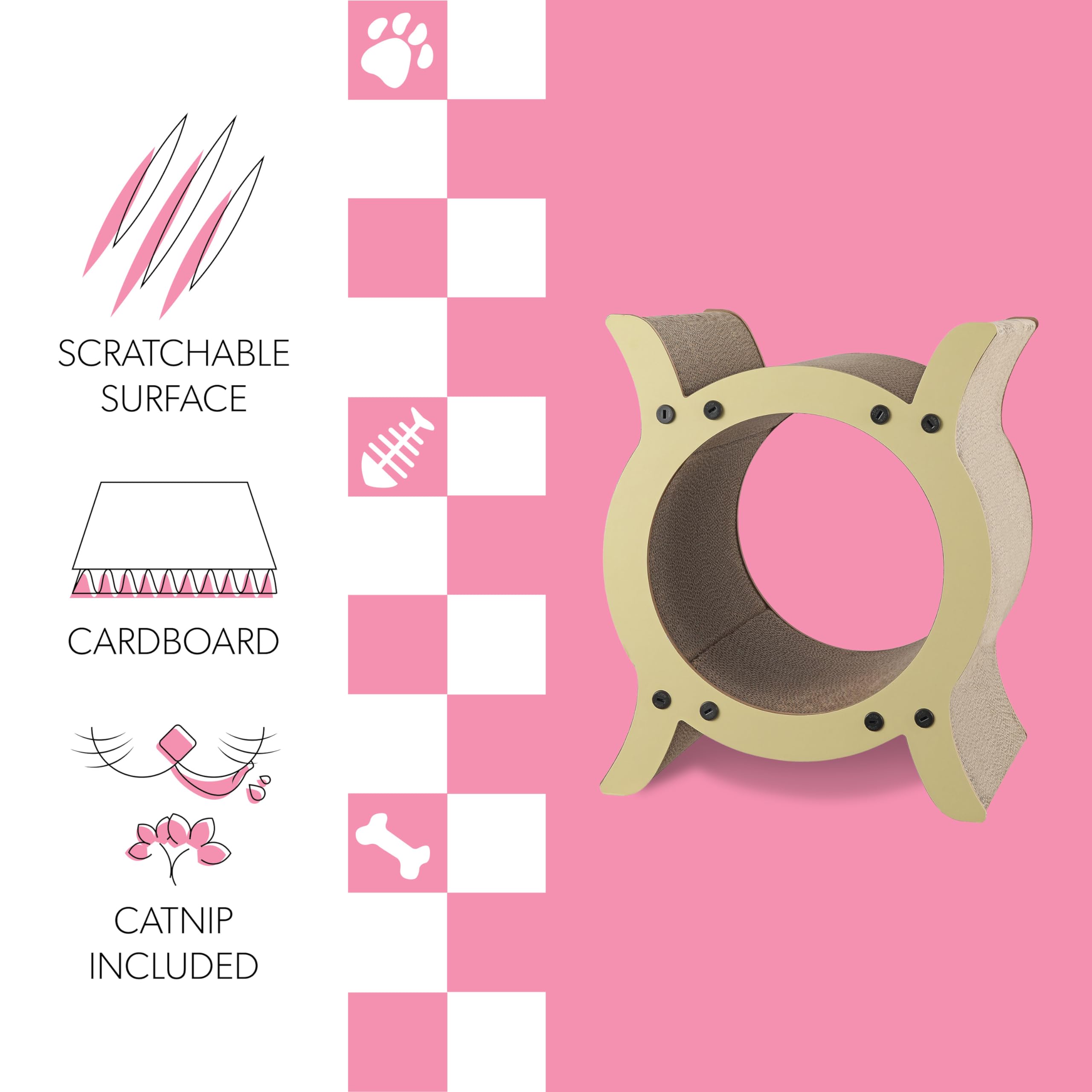 The Licker Store Csr1007A Nyan 16.5'' Modern Cardboard Tunnel Cat Scratcher With Catnip, Almond