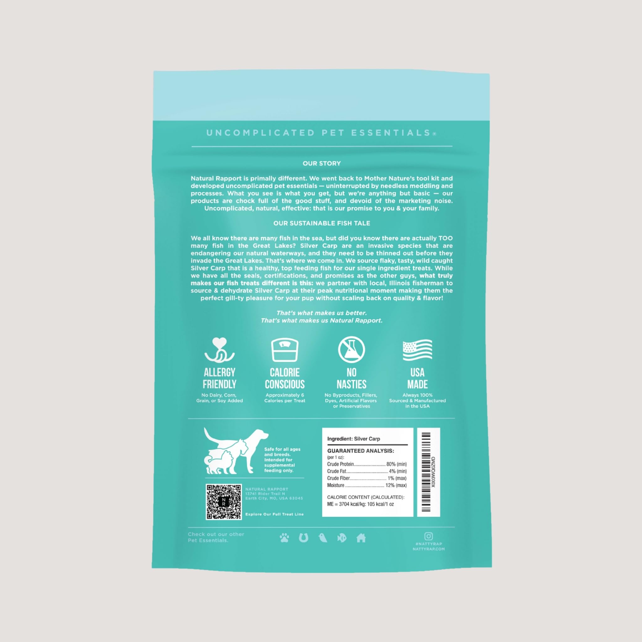 Natural Rapport Dehydrated Fish Dog Treats - The Only Silver Carp Fish Chips Dogs Need - All Natural Dog Treats for Small and La