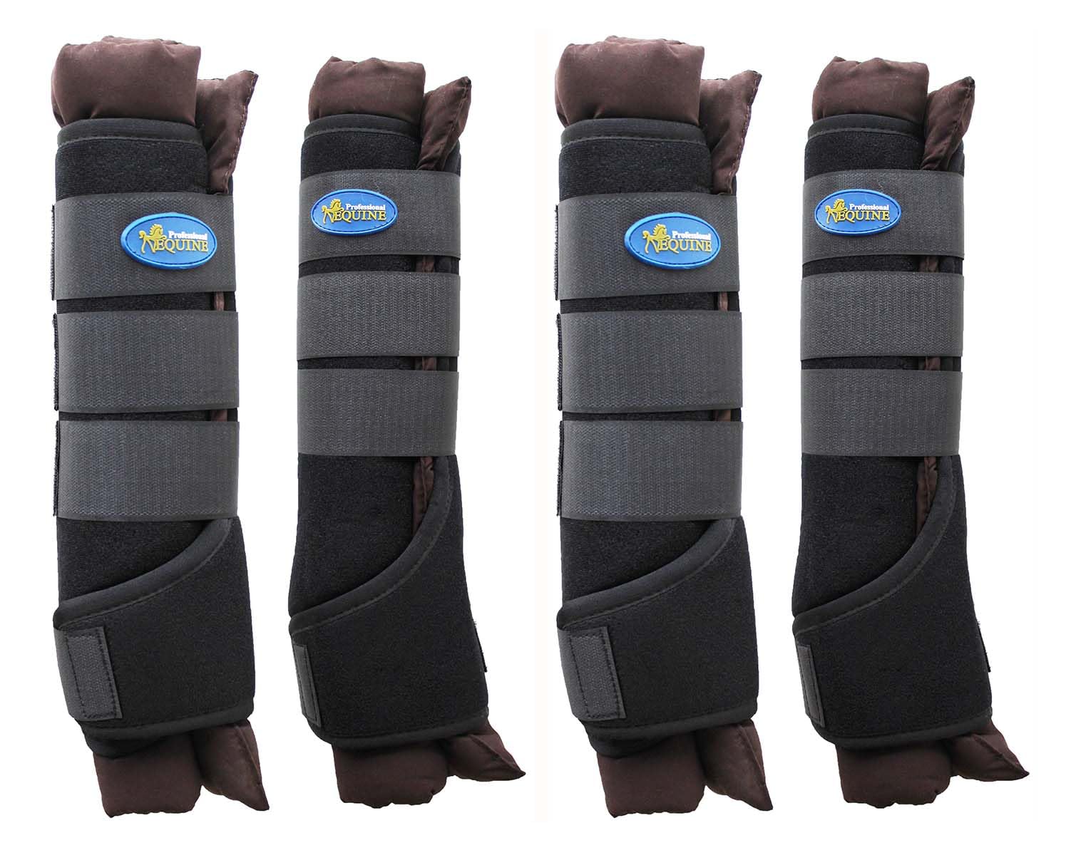 Professional Equine Horse Stable Shipping Boots Wraps Front Rear 4 PK Leg Care Brown 4120BR