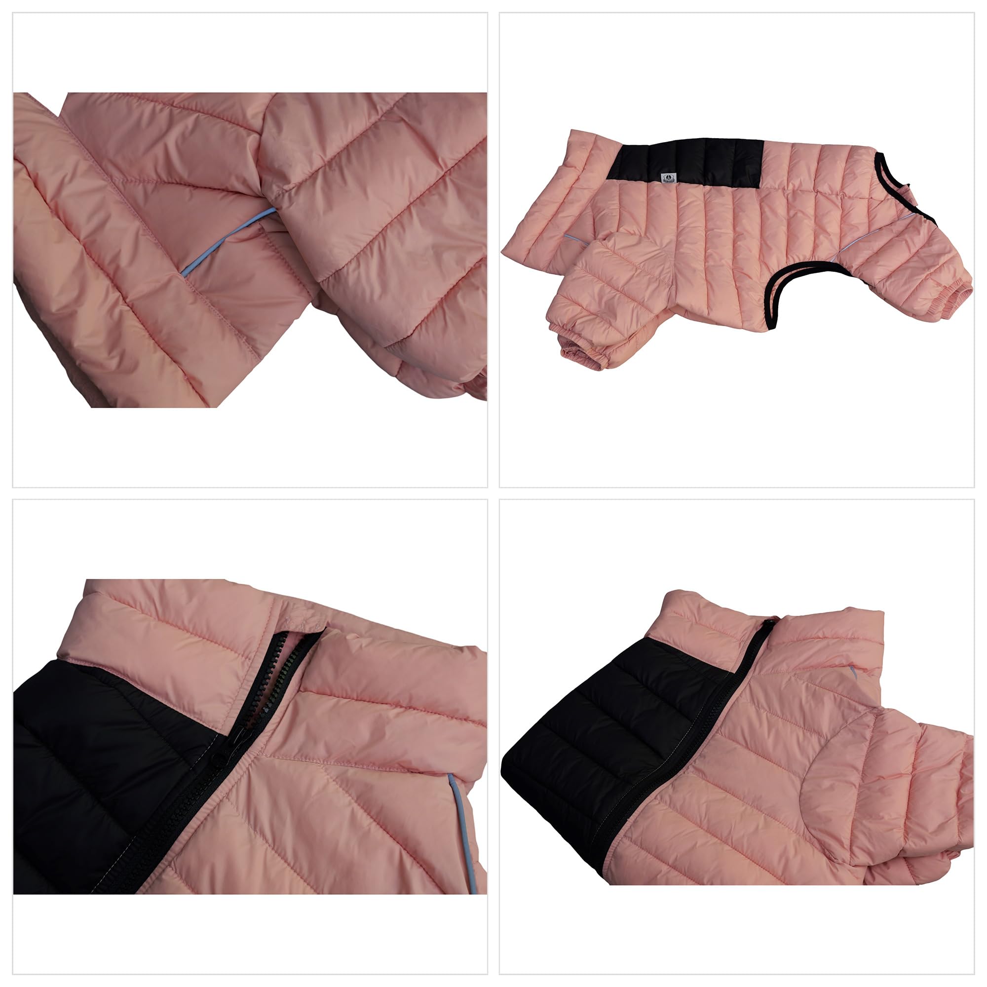 Warm Dog Coat, 4 Legs Covered Waterproof Windproof Reflective Vest, Zippered Adjustable Outdoor Snow Jacket for Small Medium Lar