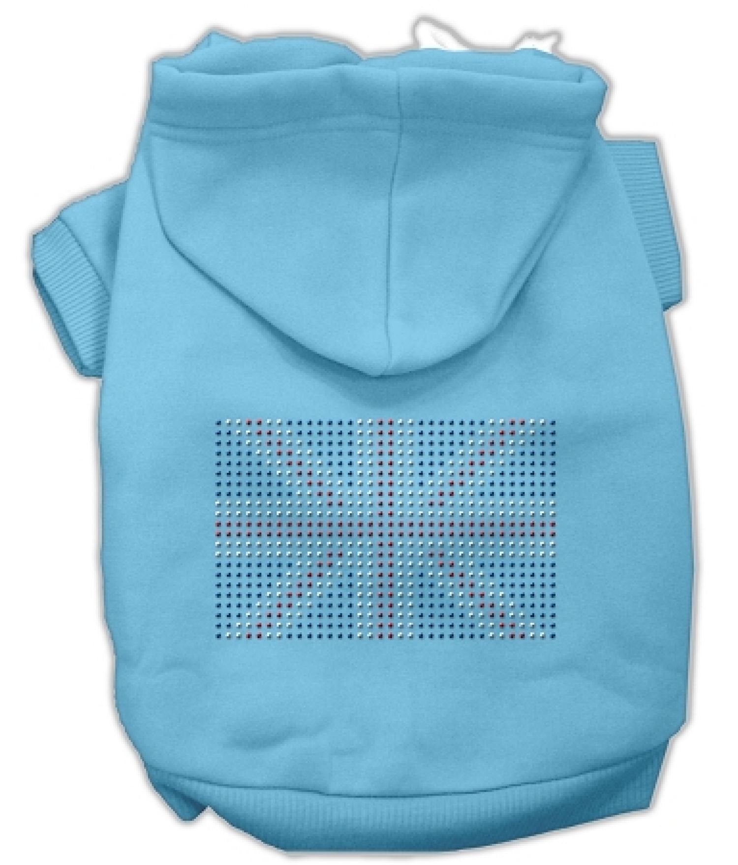 Pet, Dog & Cat Hoodie Rhinestone, British Flag Light Pink LG (10-14 lbs.)