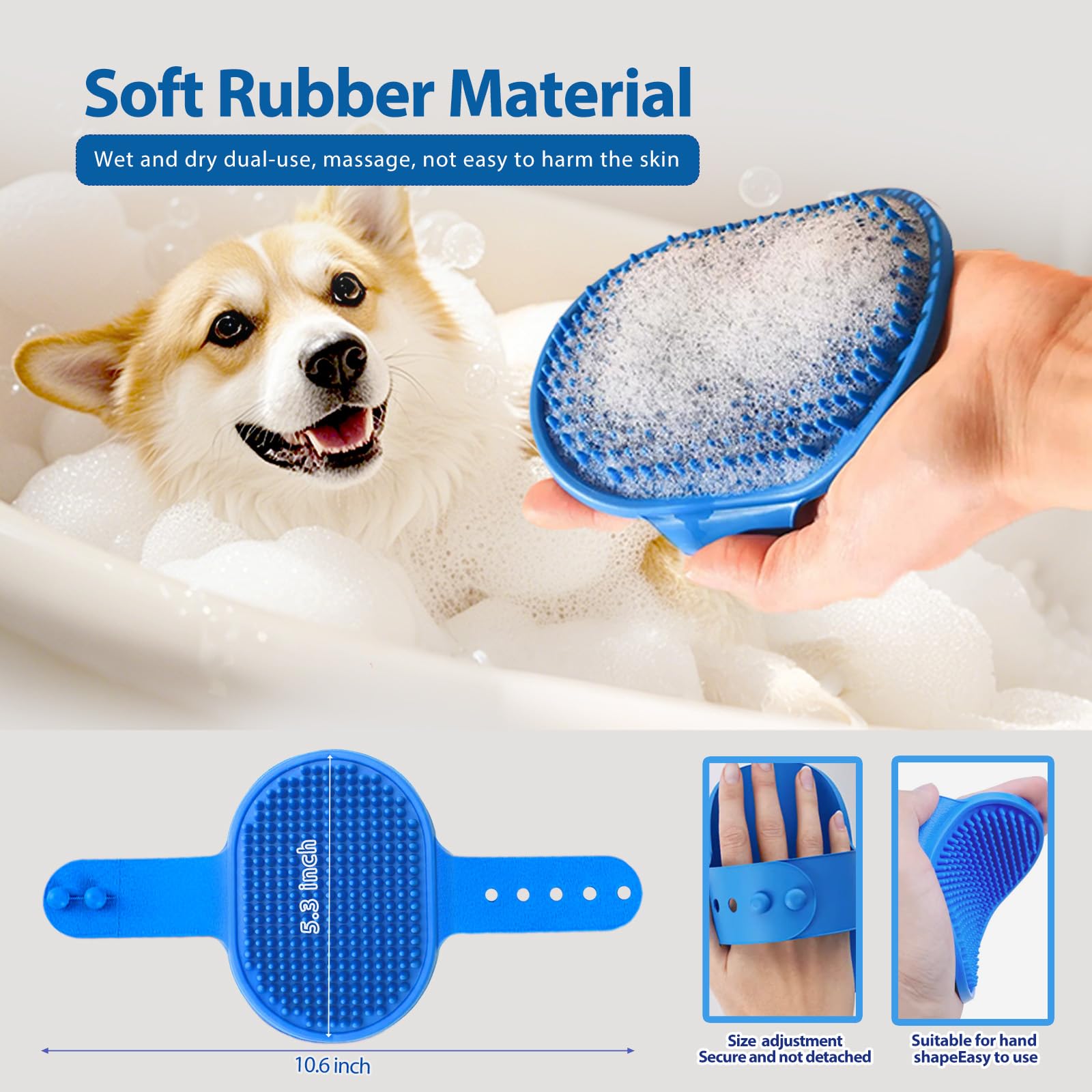 NVNAN 5 Piece Dog Grooming Brush Set with Grooming Gloves, Deshedding Comb & Massage Bath Brush | Dog Shampoo Brush - Multifunct