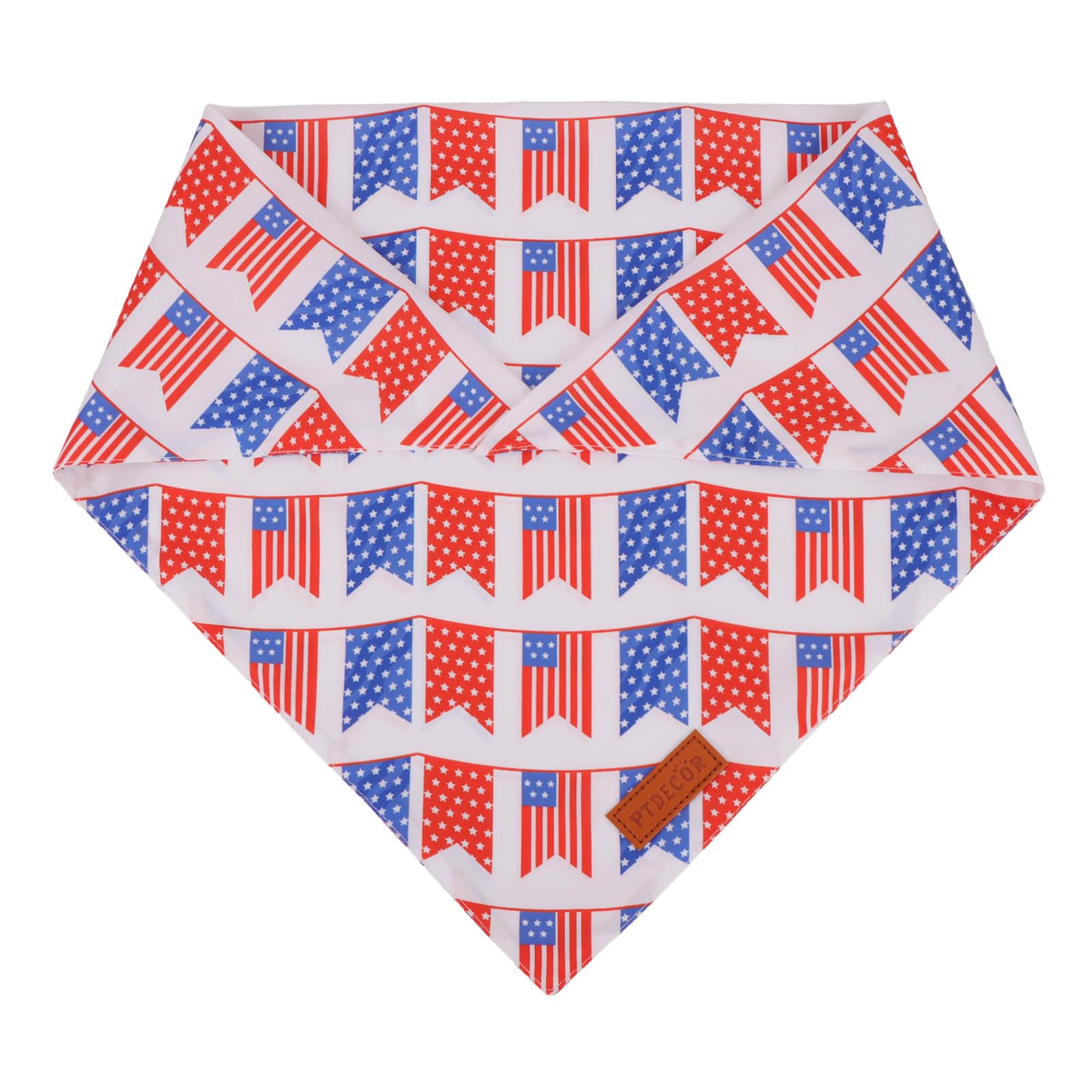 Ptdecor American Flag Dog Bandana White And Blue Flag Patterns, 4Th Of July Pet Scarf Reversible Triangle Patriotic Bandanas For