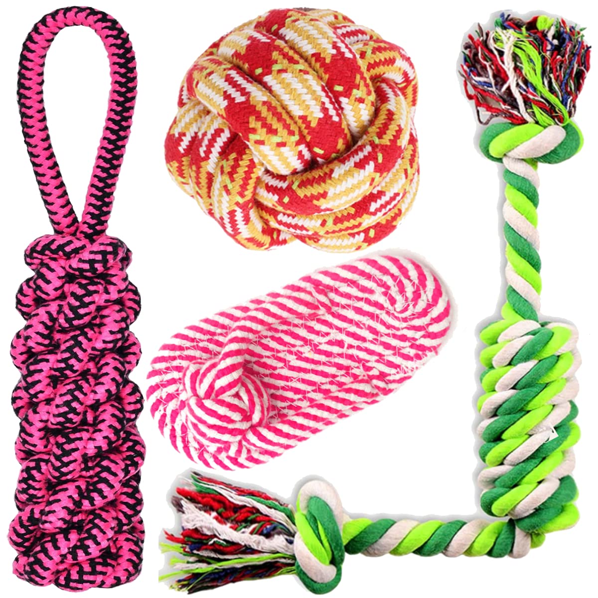 Youhavedeal Dog Chew Toys + Puppy Chew Teething Toy + Dog Rope Toys + Tug Of War Dog Toy + Durable Cotton Dog Toys For Teeth Cle