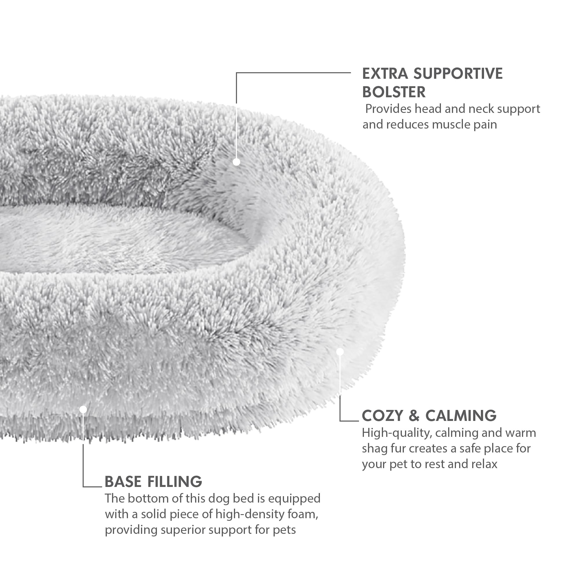 Cozzze Orthopedic Calming Dog Bed for Medium Dogs, Anti Anxiety Pet Beds with Supportive Foam, Removable Washable Oval Pets Couc