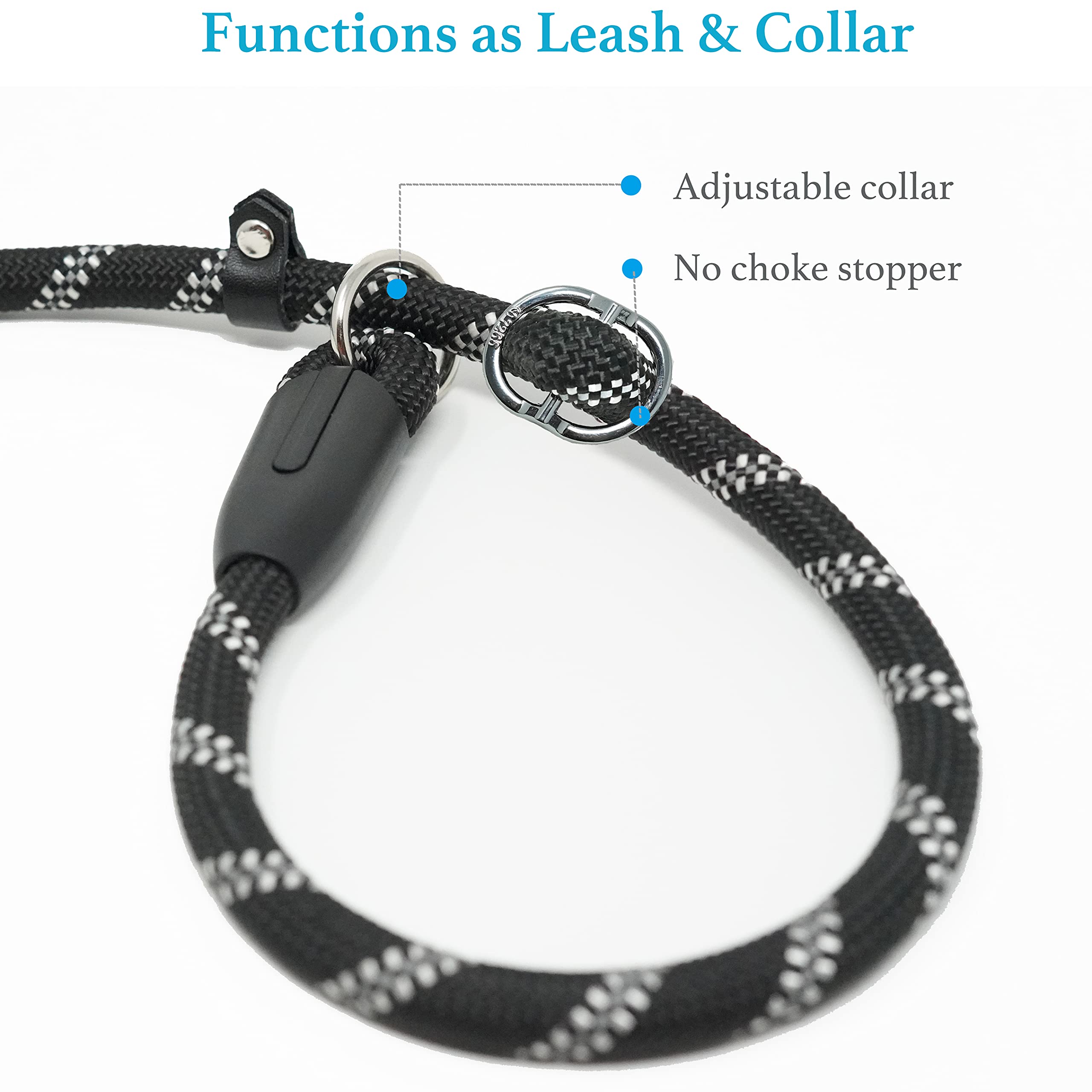 Iyoshop Durable Slip Lead Dog Leash With Padded Handle And Highly Reflective Threads, No Pull Dog Training Leash, (3/8'' X 6 Ft,