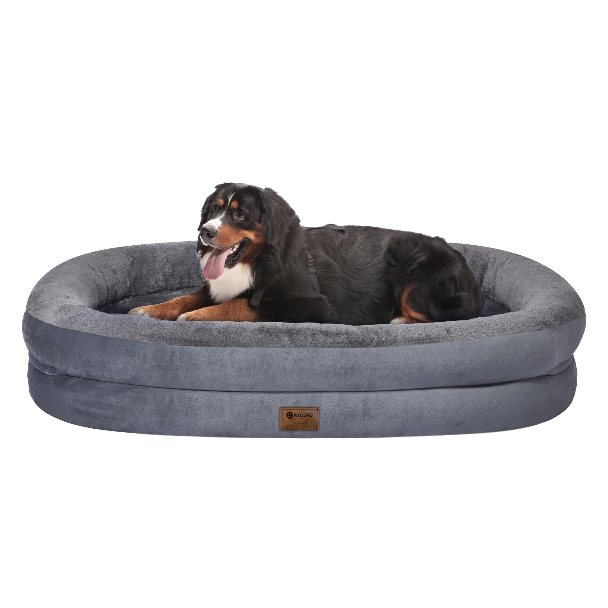 Orthopedic Washable Large Dog Bed: Cooling Dog Bed with Bolsters - Jumbo Bed Waterproof Removable Cover Non-Slip Pet Bed for Jum