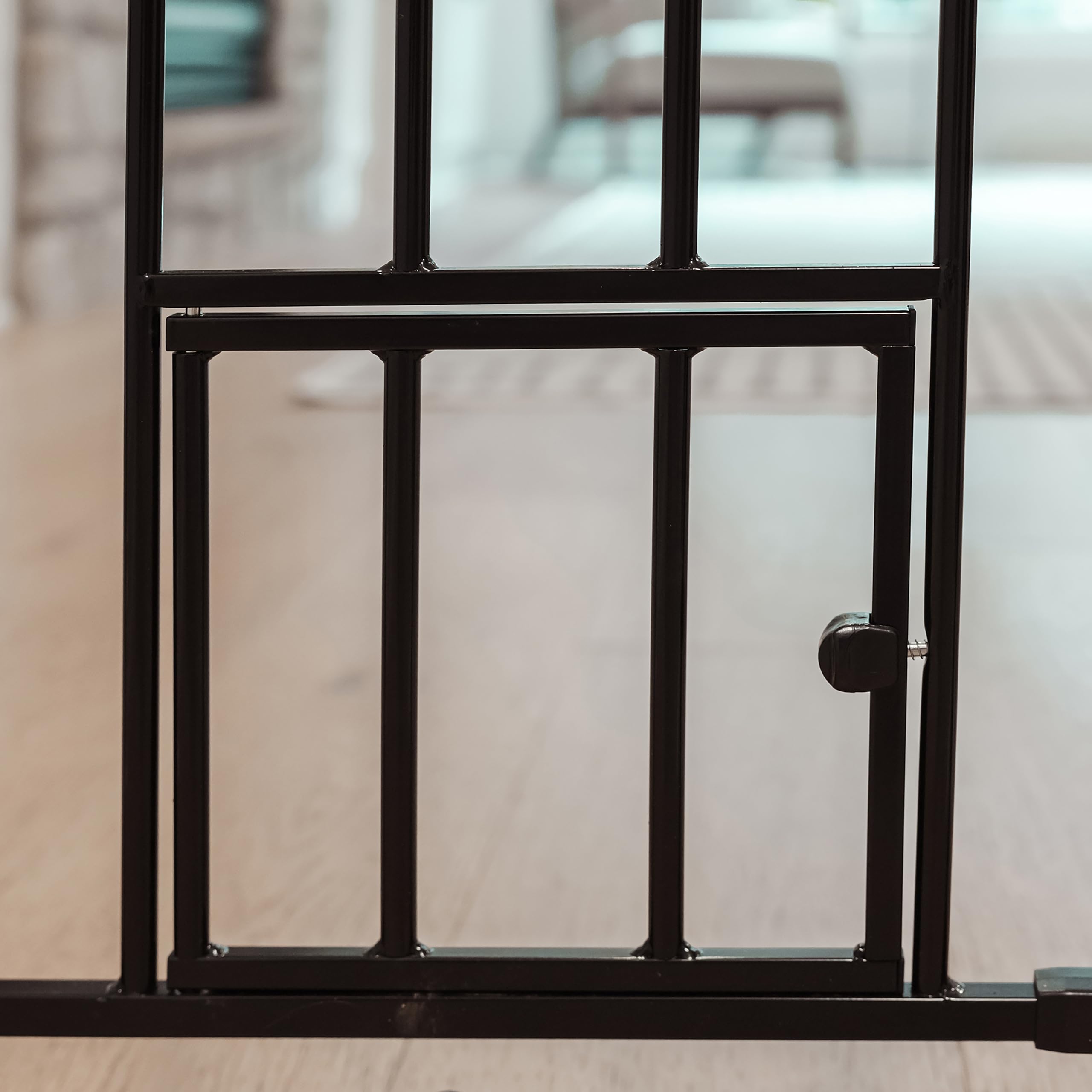 Carlson Extra Tall Walk Through Pet Gate With Small Pet Door, Includes 4-Inch Extension Kit, 4 Pack Pressure Mount Kit And 4 Pack Wall Mount Kit, Black