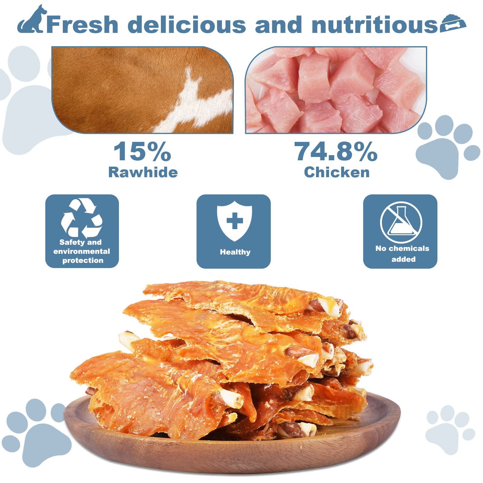 Pawant Chicken Jerky & Rawhide Sticks Dog Chews, 32 oz - Puppy Training Treats