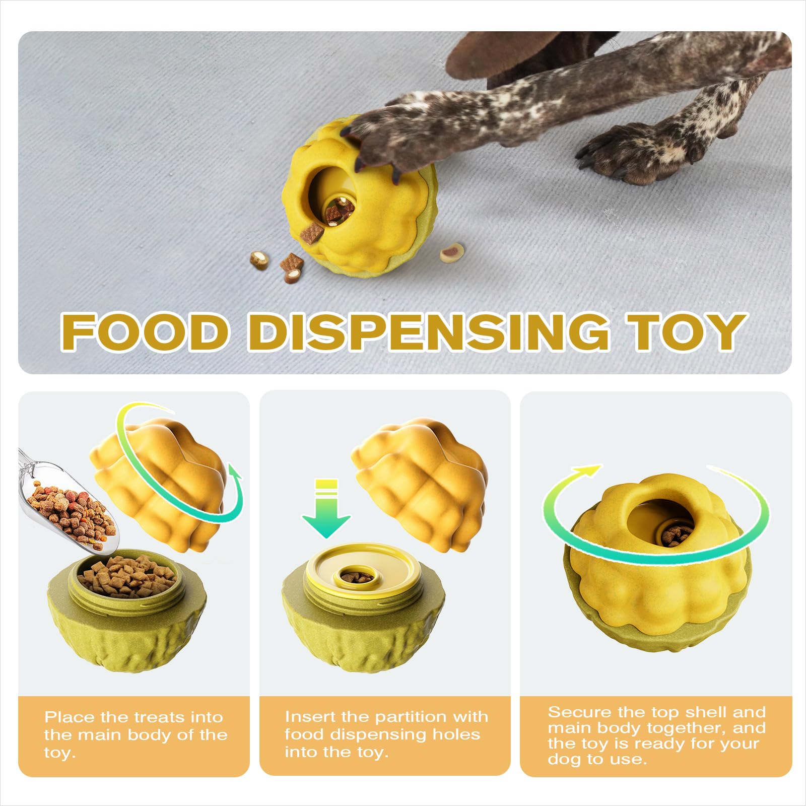 Frozen Treat Dispensing Dog Toy - Interactive Large Chew Toy for Aggressive Chewers, Freezable Fillable Rubber, Reduces Anxiety,