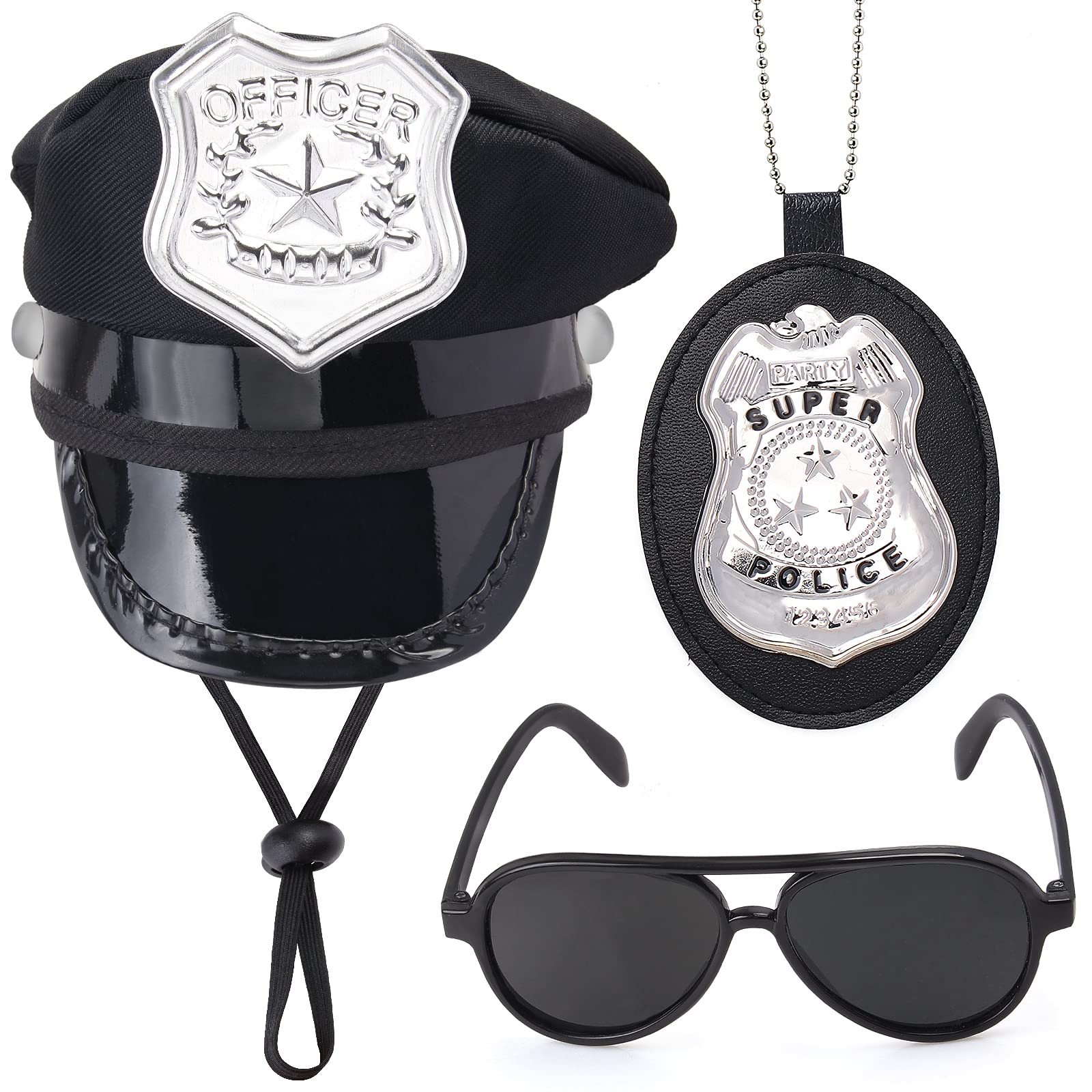 Yewong Pet Police Costume Accessory Set Pet Dog Cat Police Hat Badge Aviator Sunglasses Pet Dress Up Kit For Halloween Christmas