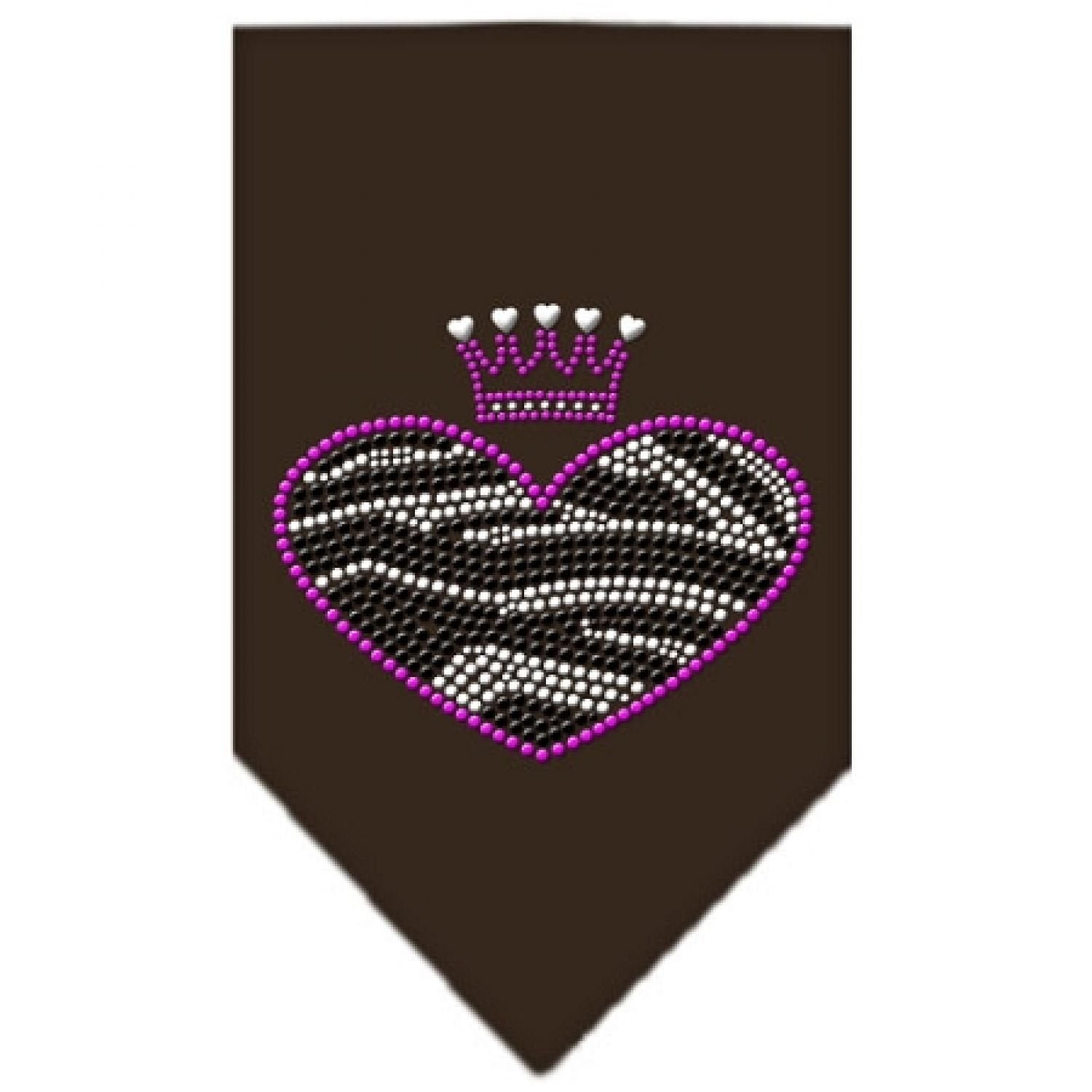 Mirage Pet Products 67-86 LGBR Zebra Heart Rhinestone Brown Print Bandana, Large