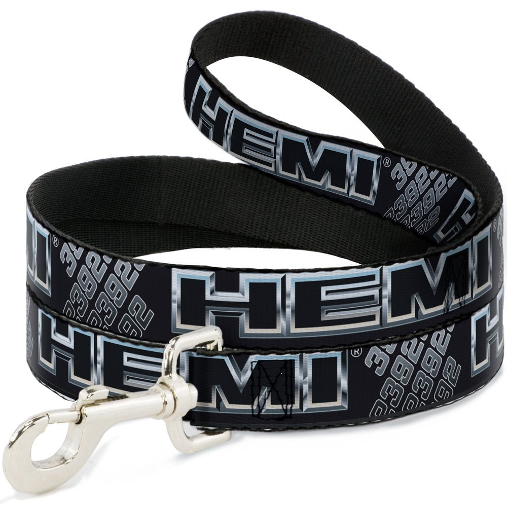 Dog Leash Hemi Bold Outline 392 426 Black Silver Fade 4 Feet Long 0.5 Inch Wide
